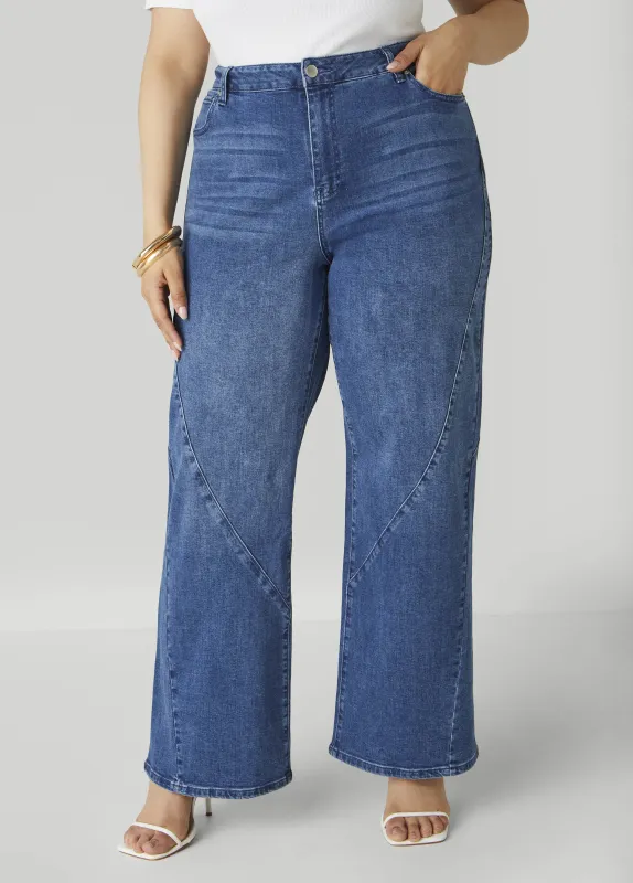 Seam Detailed Wide Leg Jeans sold by Ashley Stewart