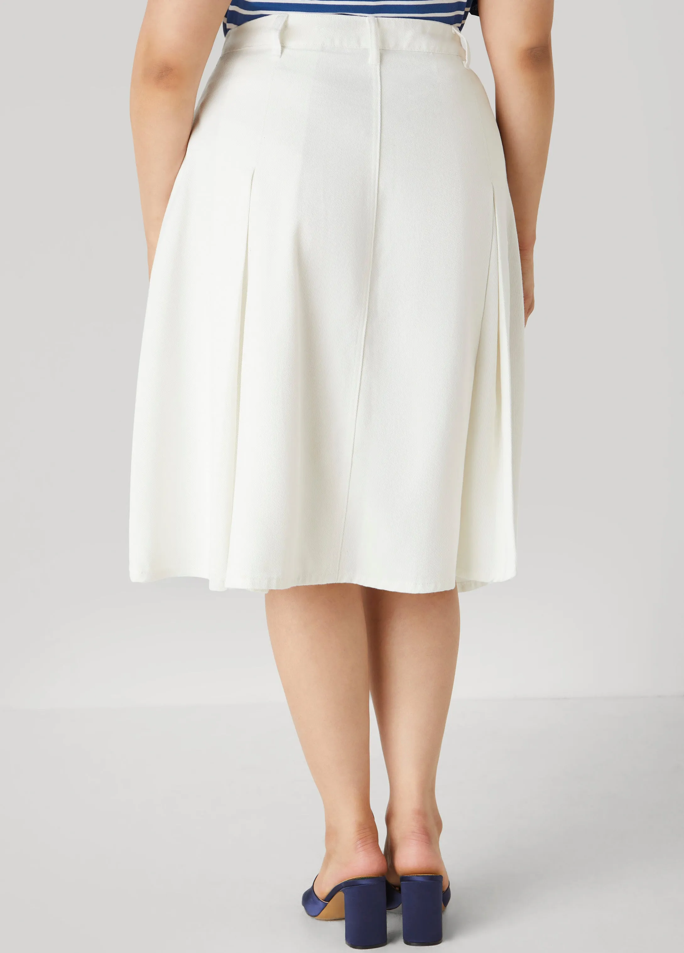 Pleated A Line Denim Skirt sold by Ashley Stewart product image thumbnail 2