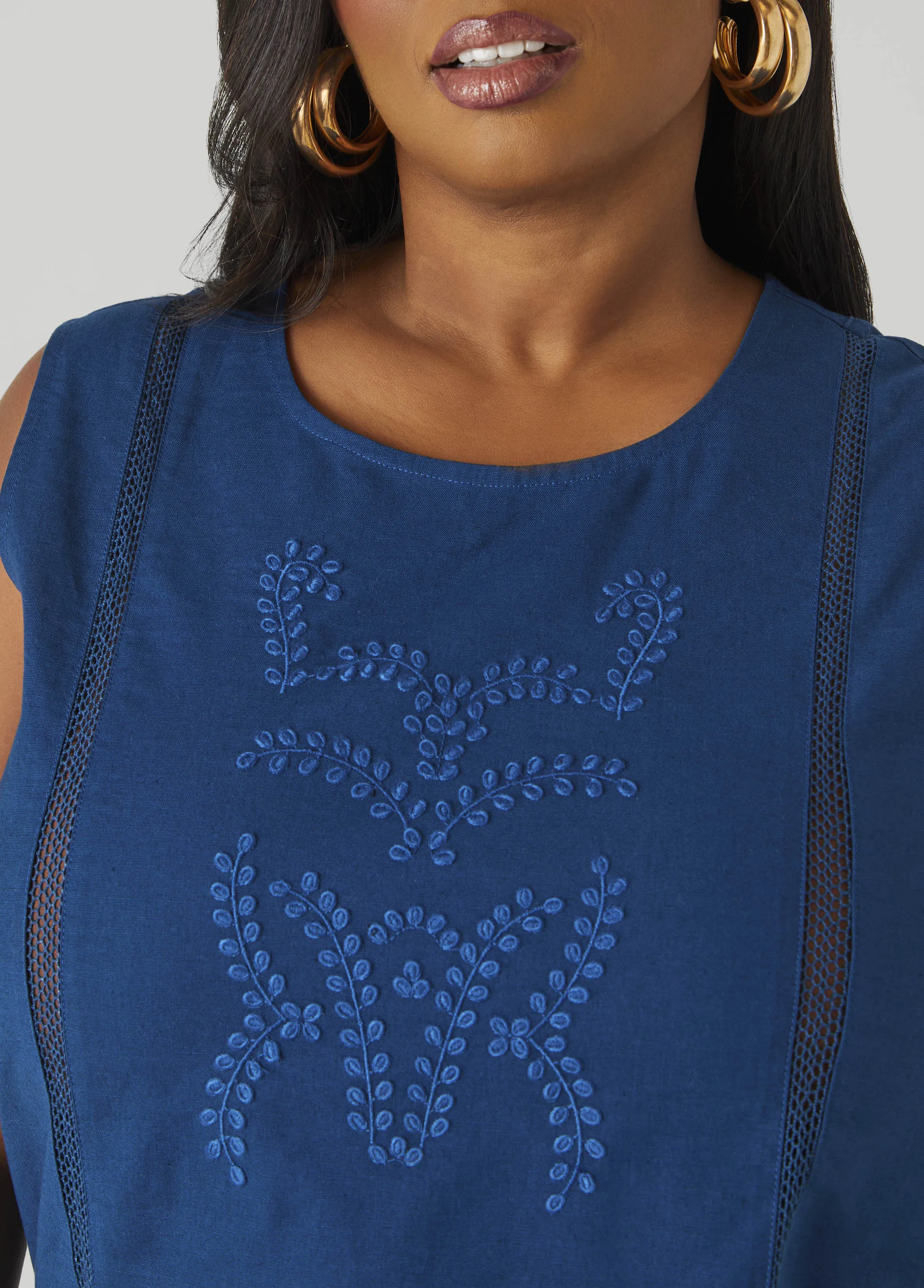 Embroidered Cotton And Linen Top sold by Ashley Stewart product image thumbnail 3