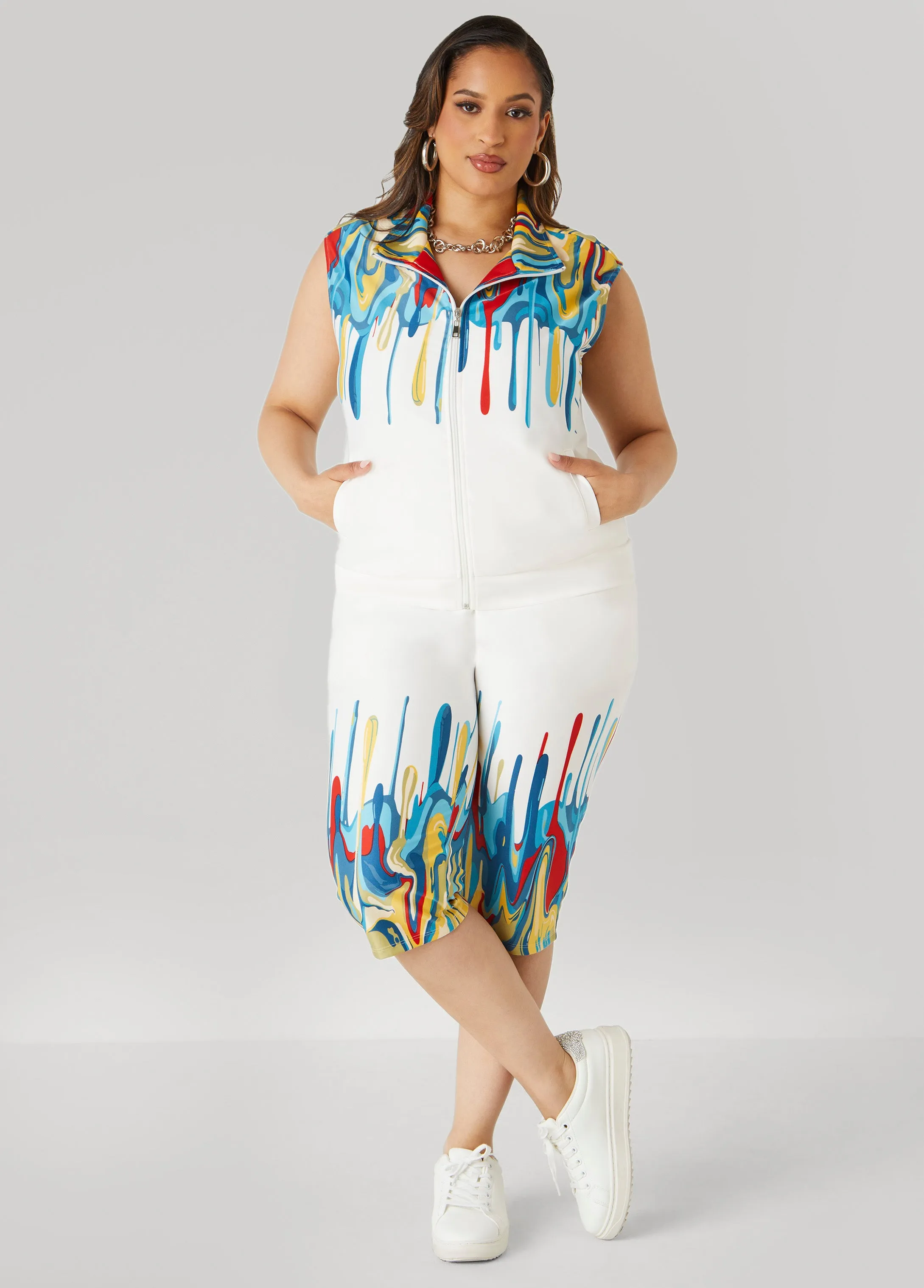 Drip Print Vest sold by Ashley Stewart product image thumbnail 4