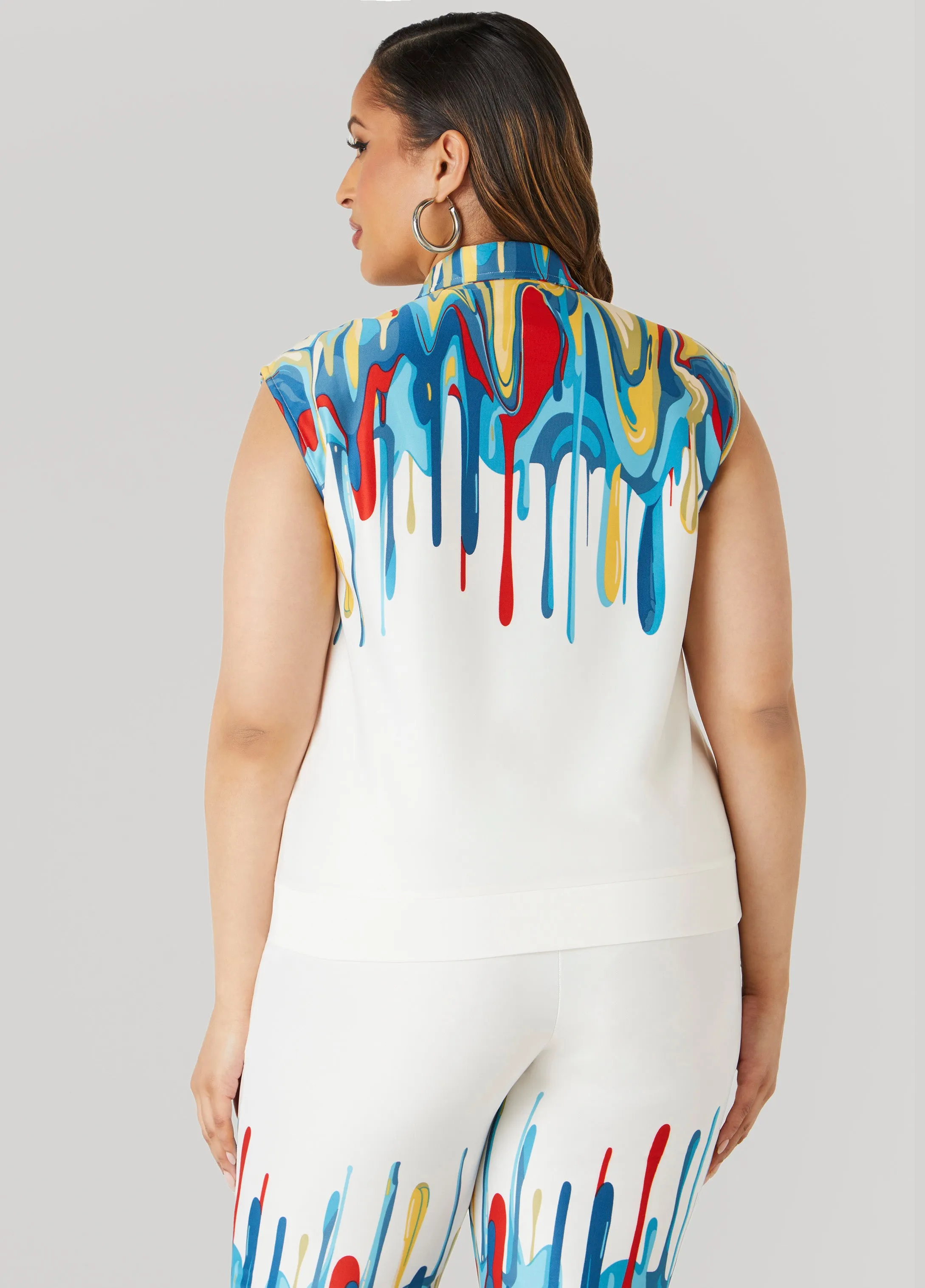 Drip Print Vest sold by Ashley Stewart product image thumbnail 2