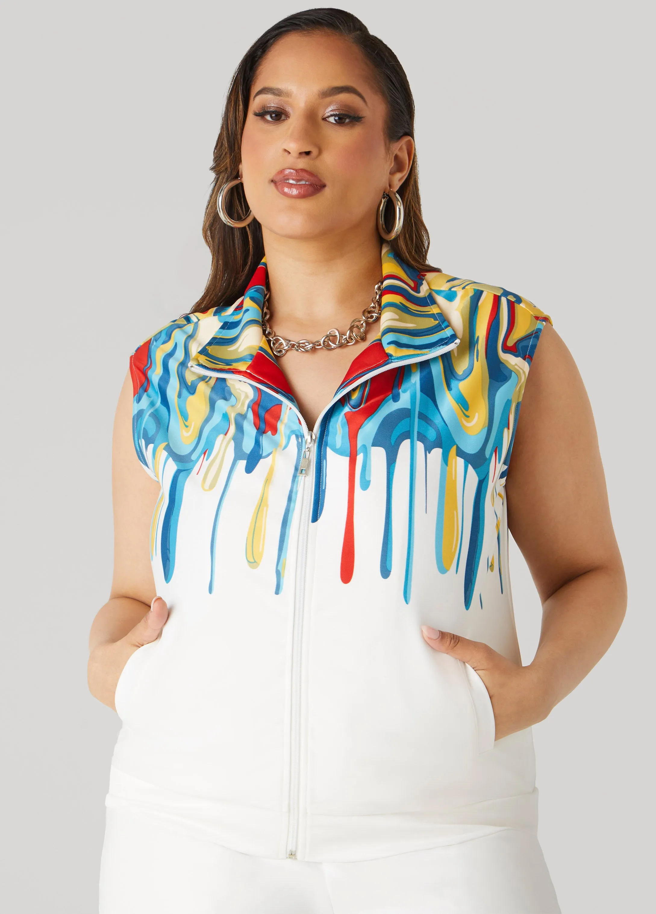 Drip Print Vest sold by Ashley Stewart product image thumbnail 3