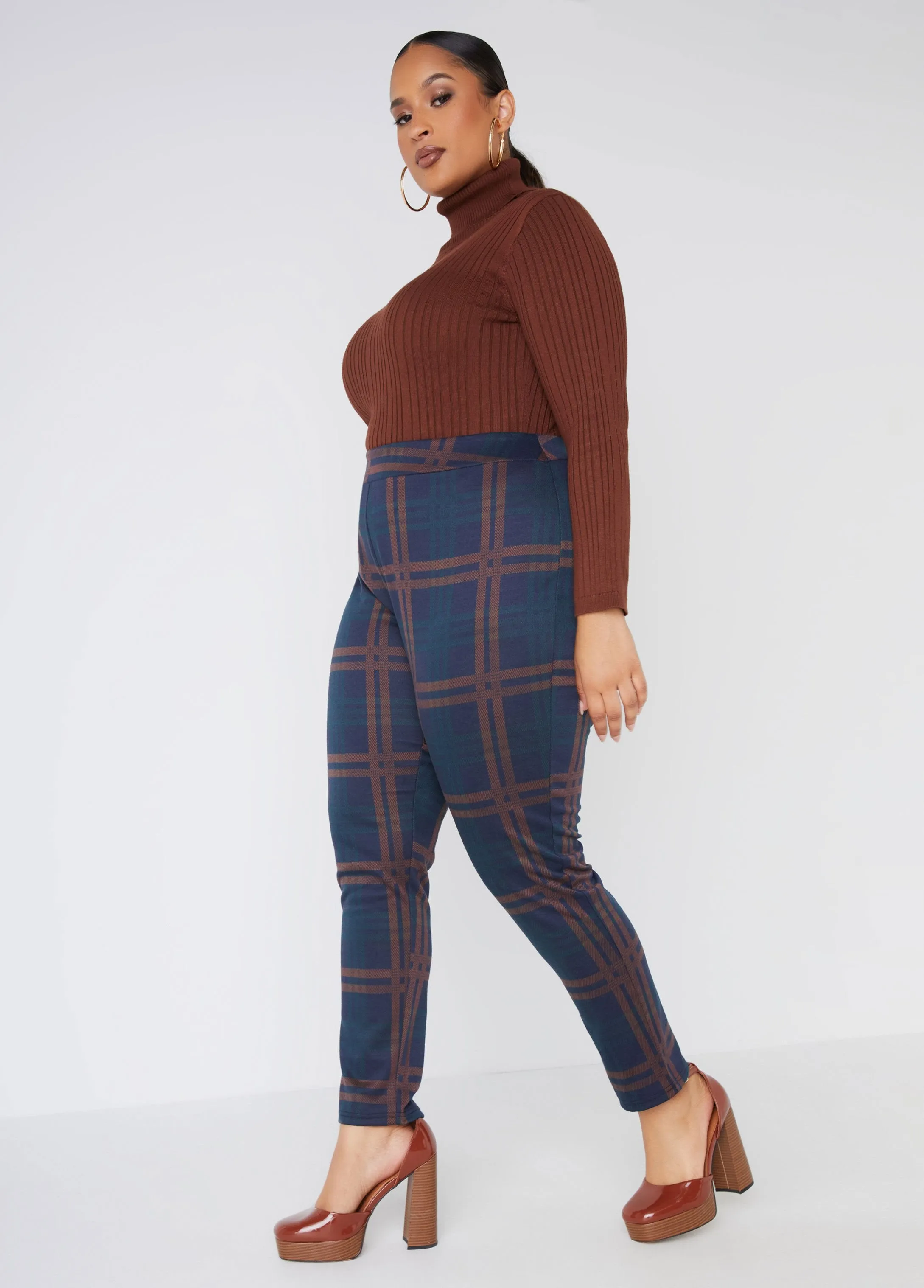 High Rise Plaid Leggings sold by Ashley Stewart product image thumbnail 3