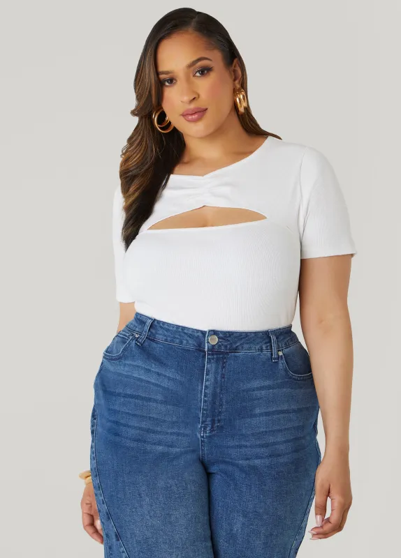 Cutout Ribbed Tee sold by Ashley Stewart