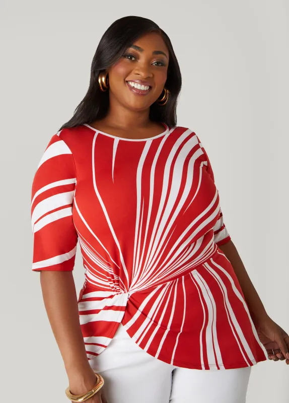 Knotted Swirl Print Top sold by Ashley Stewart