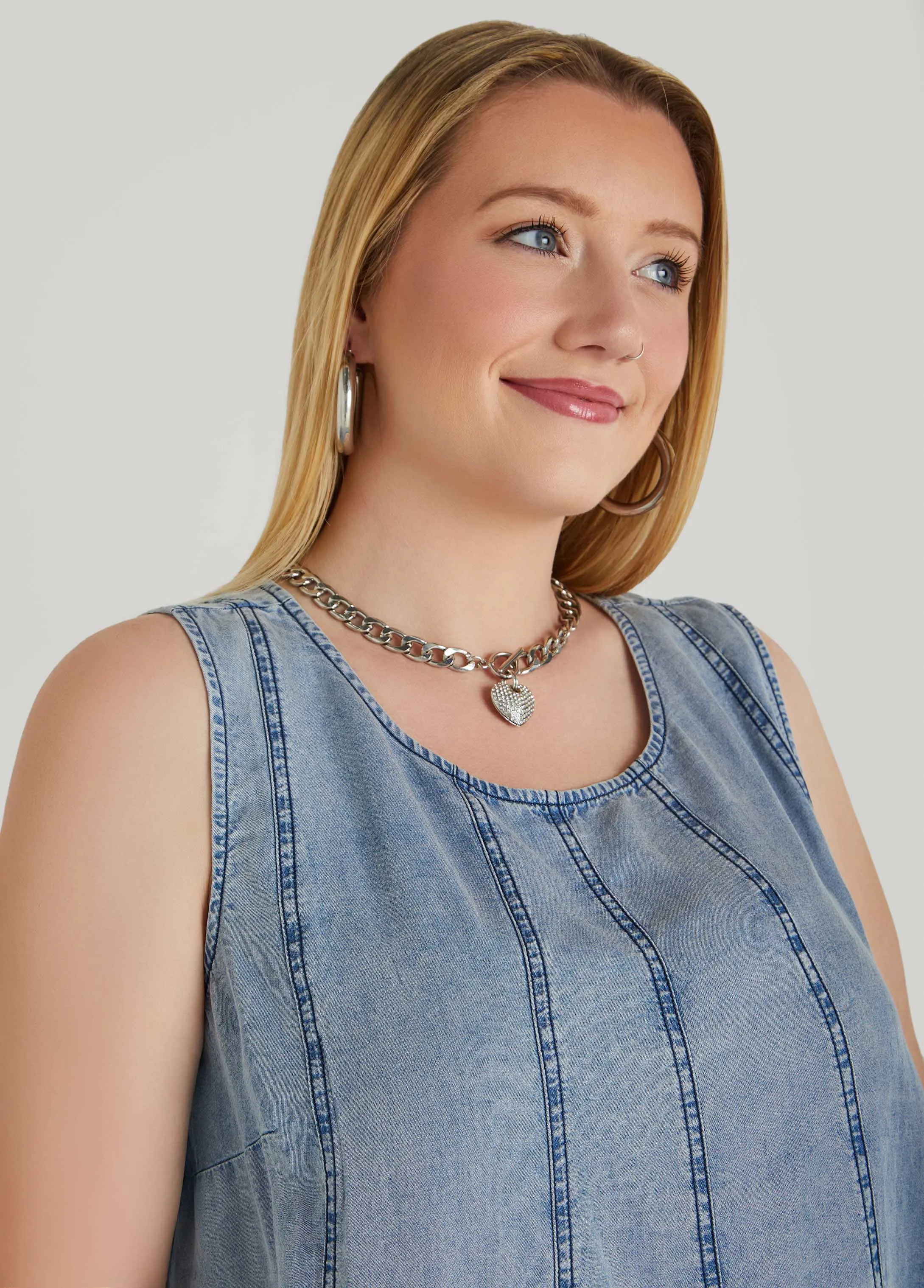 Seamed Chambray Top sold by Ashley Stewart product image thumbnail 4