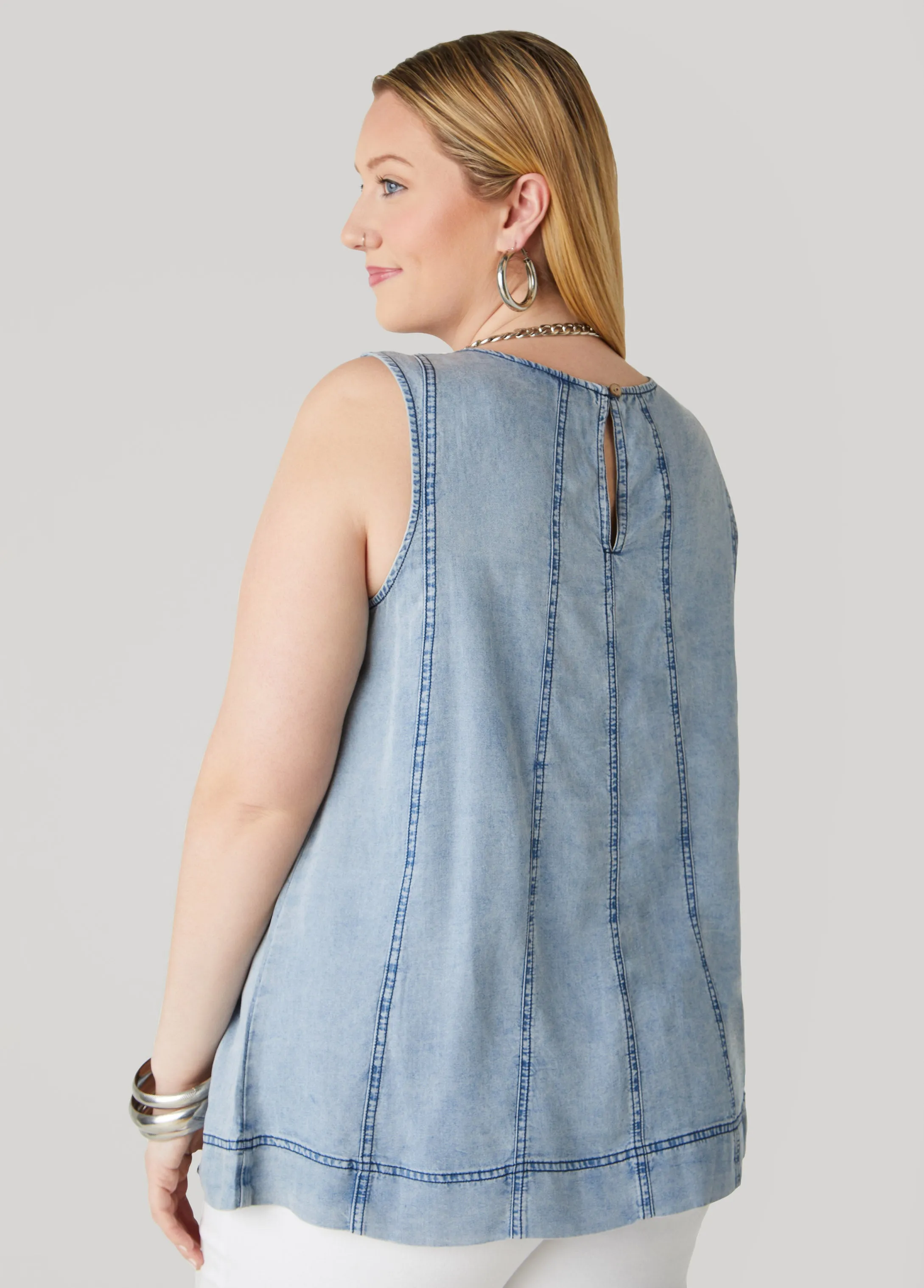 Seamed Chambray Top sold by Ashley Stewart product image thumbnail 2