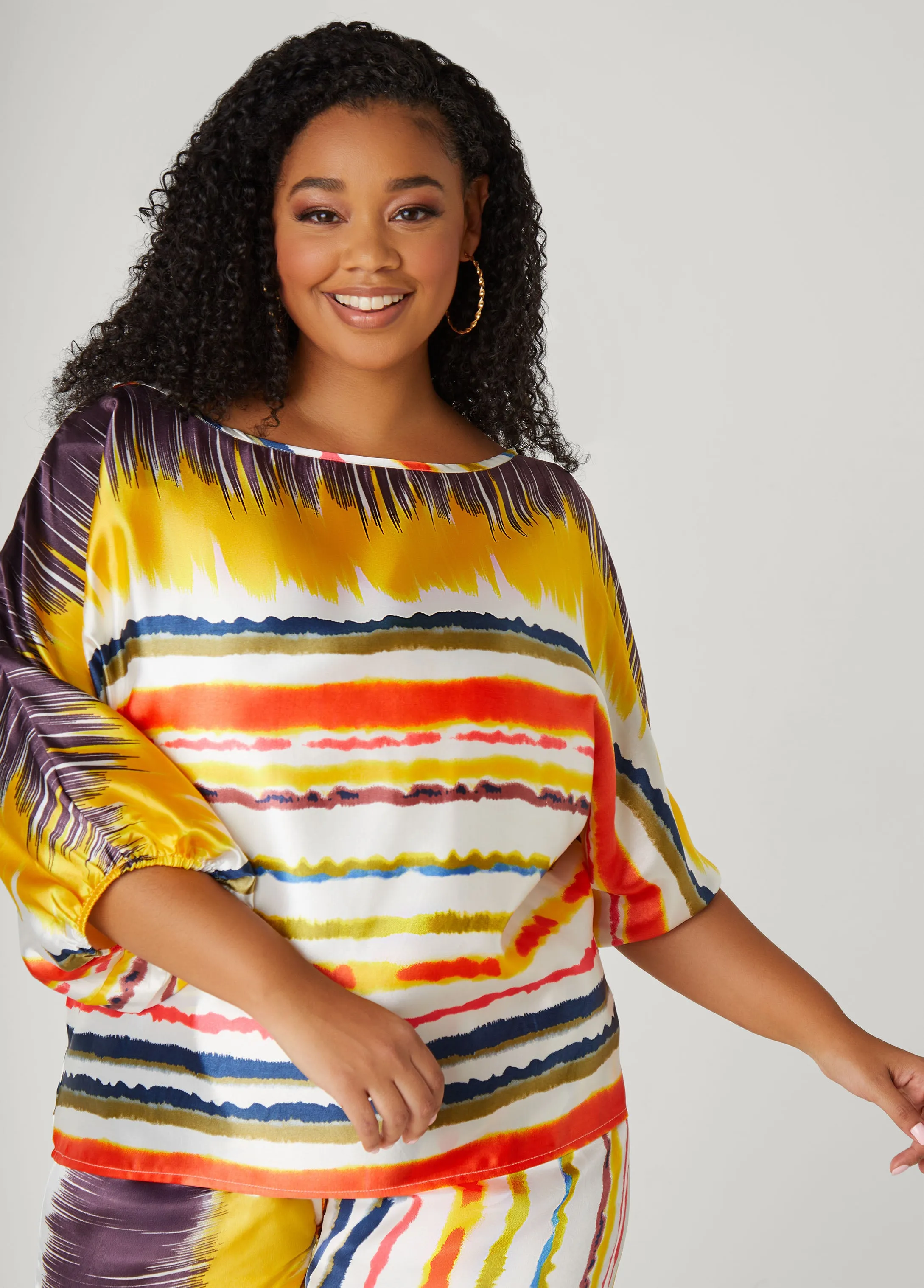 Striped Satin Blouse sold by Ashley Stewart product image thumbnail 3