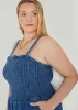 Shirred Denim Wide Leg Jumpsuit sold by Ashley Stewart