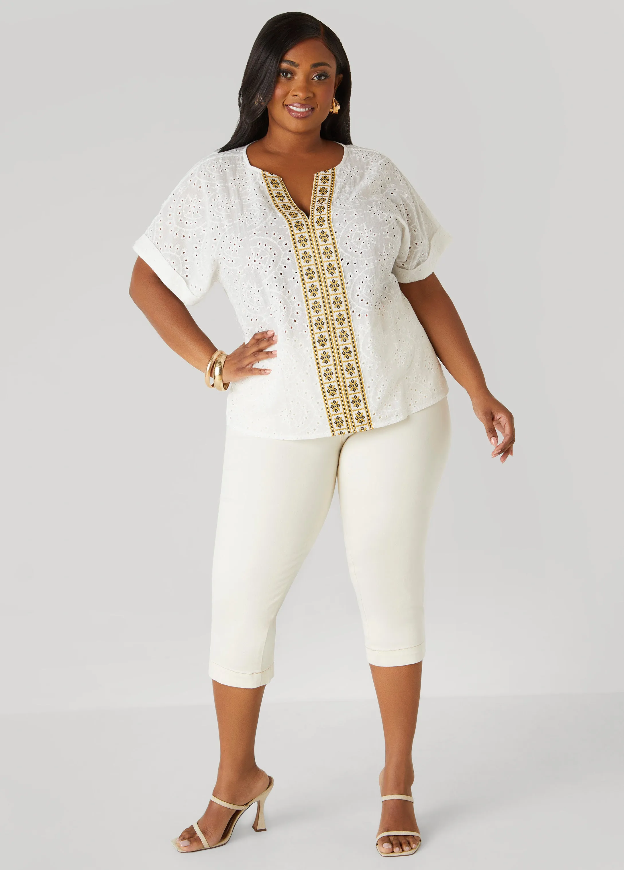 Embroidered Eyelet Top sold by Ashley Stewart product image thumbnail 3