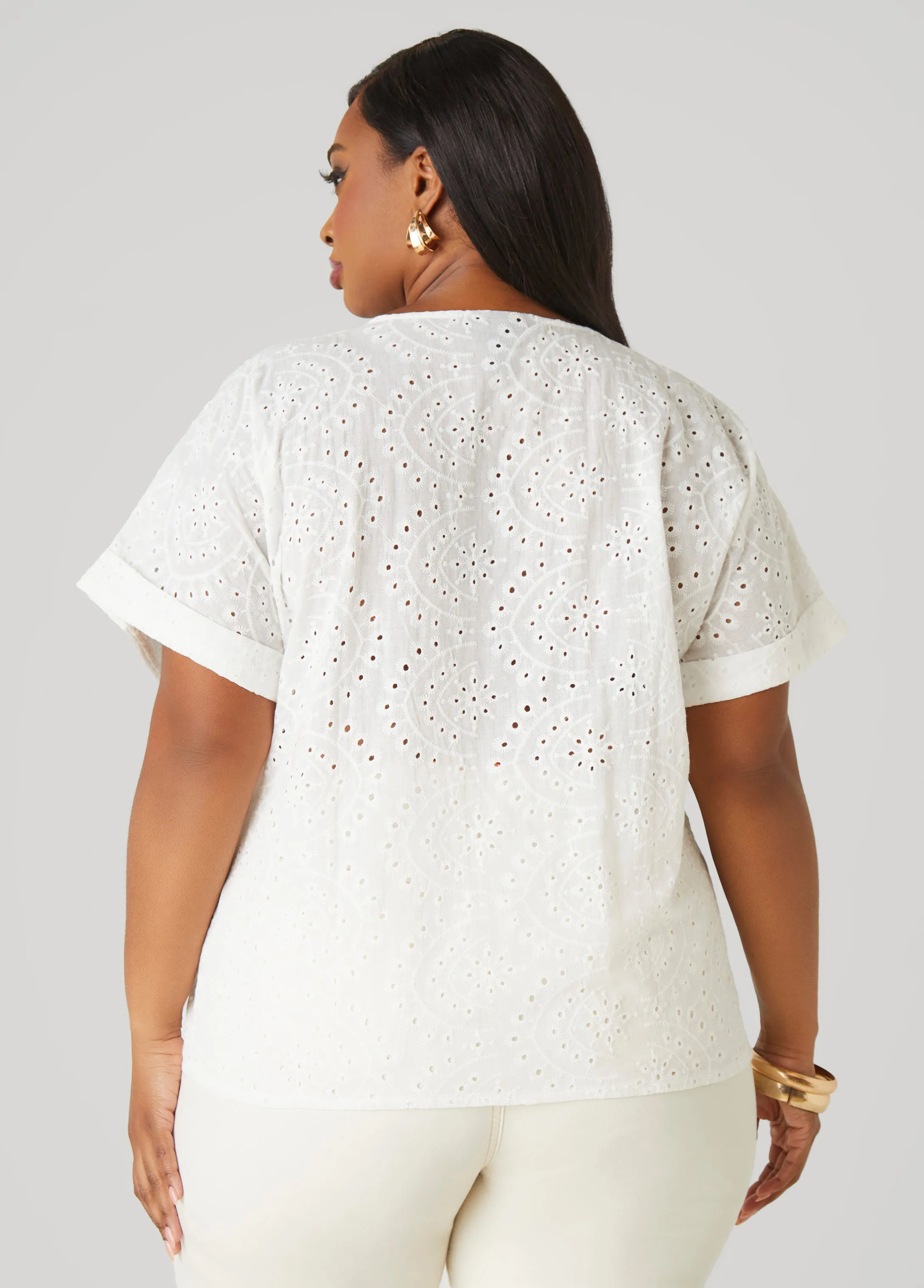 Embroidered Eyelet Top sold by Ashley Stewart product image thumbnail 2