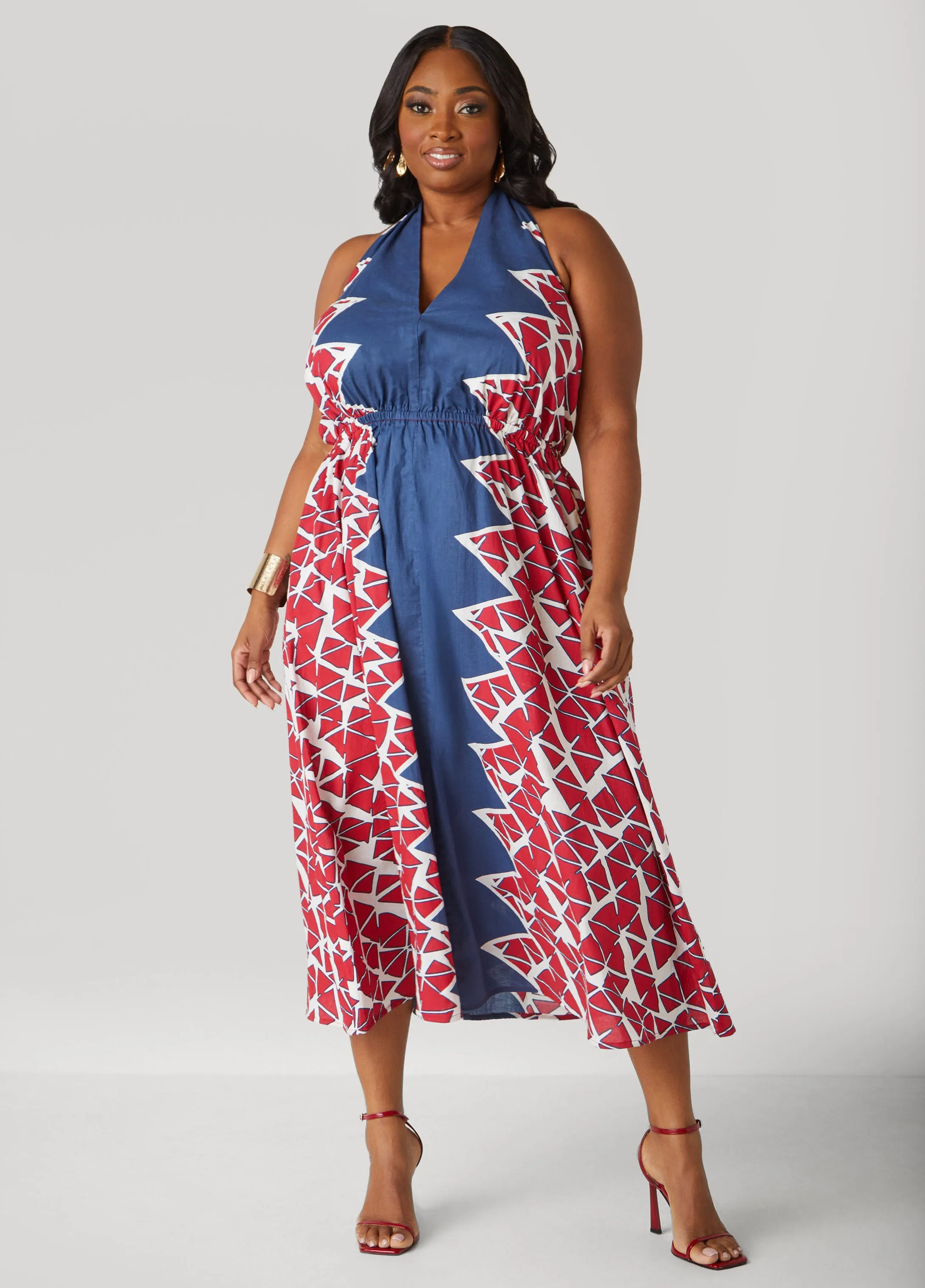 Printed Cotton Halter Dress sold by Ashley Stewart