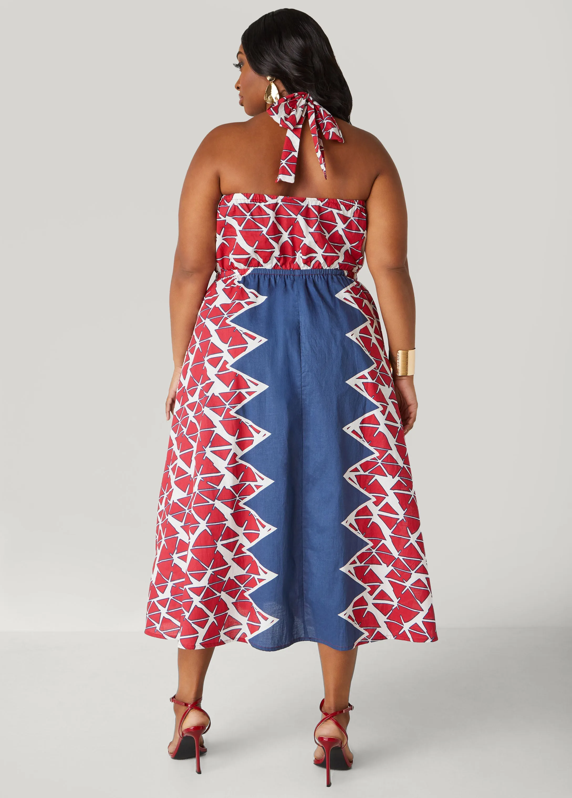 Printed Cotton Halter Dress sold by Ashley Stewart product image thumbnail 2