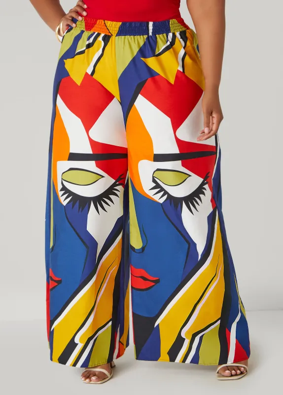 Face Print Wide Leg Pants sold by Ashley Stewart