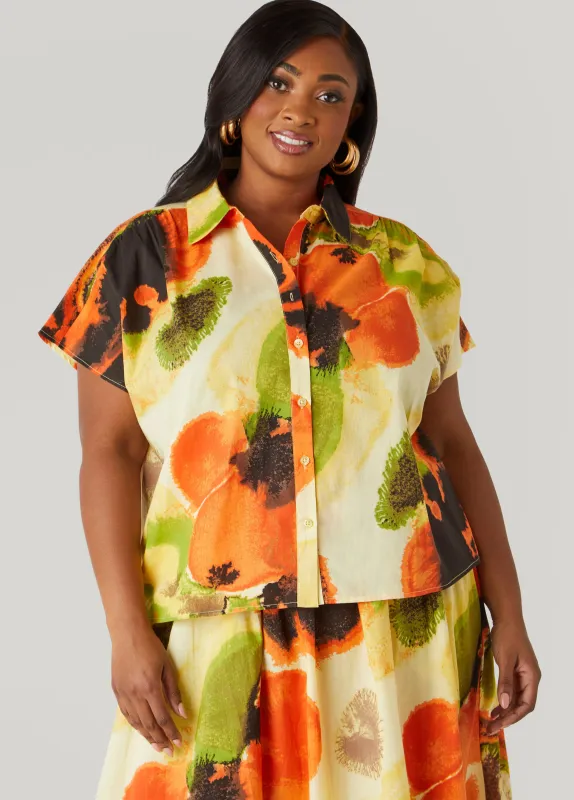 Watercolor Cotton Shirt sold by Ashley Stewart