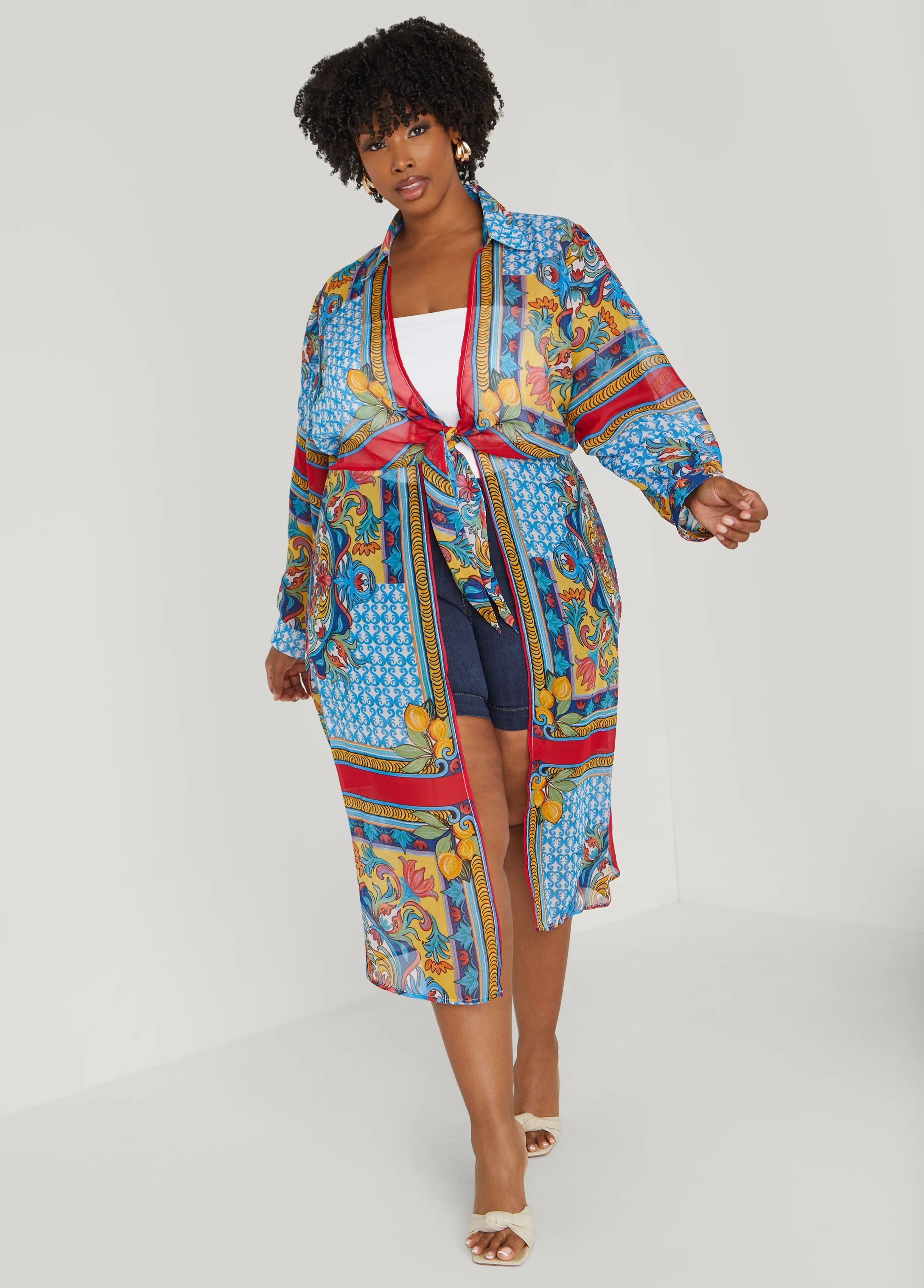 Scarf Print Duster sold by Ashley Stewart