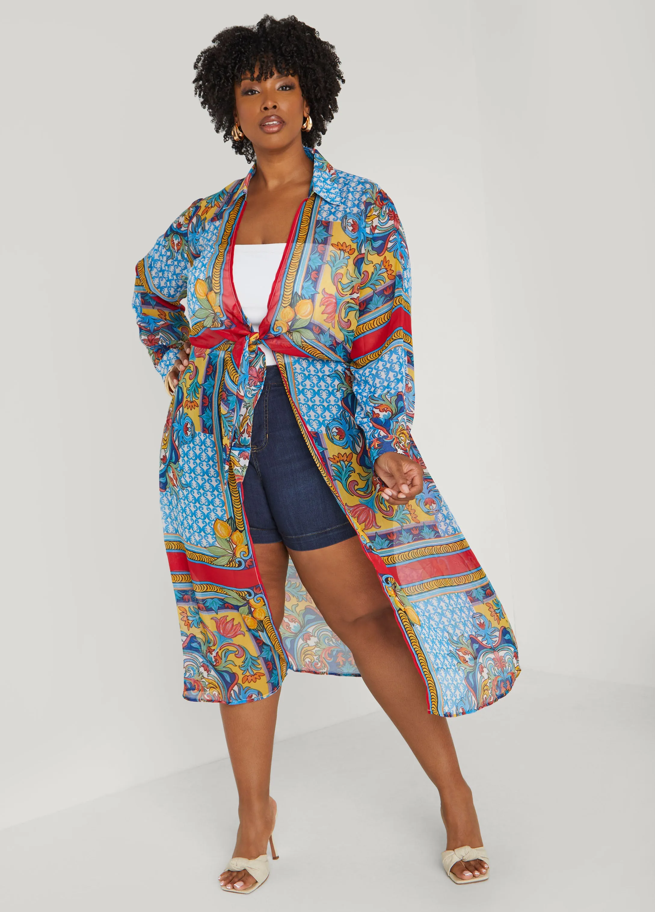 Scarf Print Duster sold by Ashley Stewart product image thumbnail 3