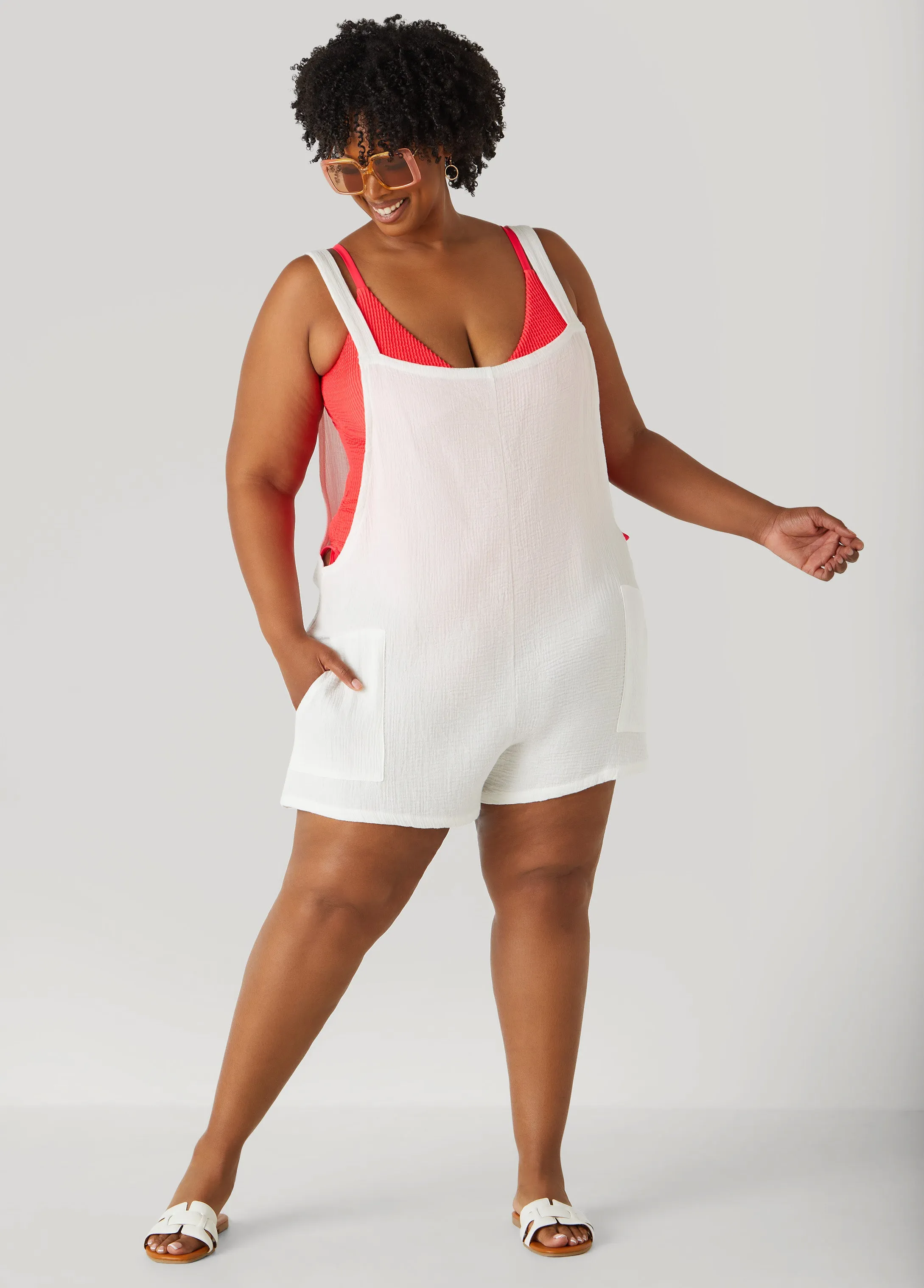 Nicole Miller Gauze Coverup Romper sold by Ashley Stewart