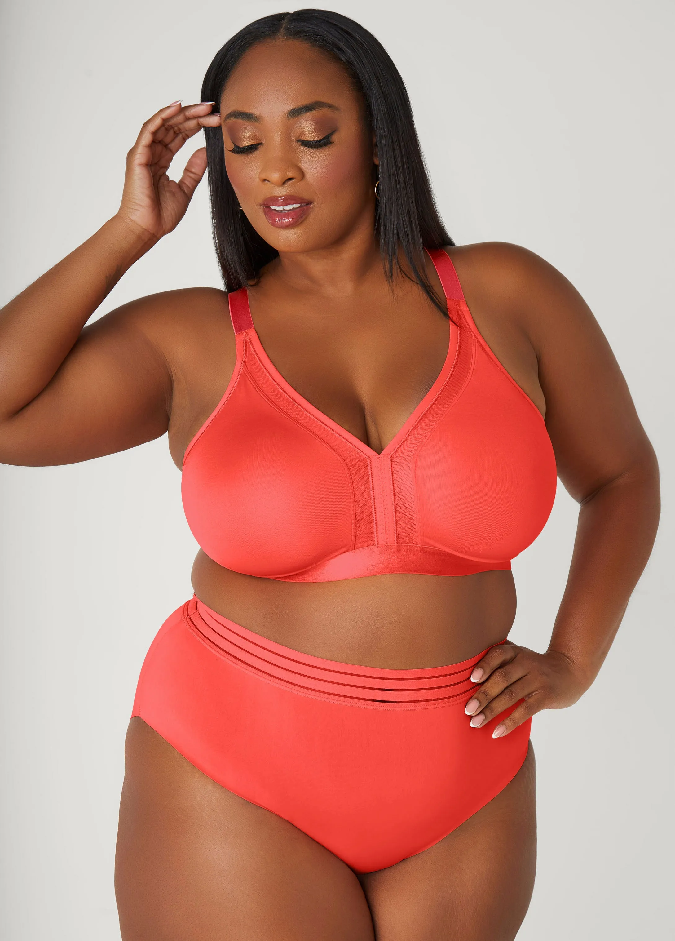 Mesh Paneled Wireless Bra sold by Ashley Stewart