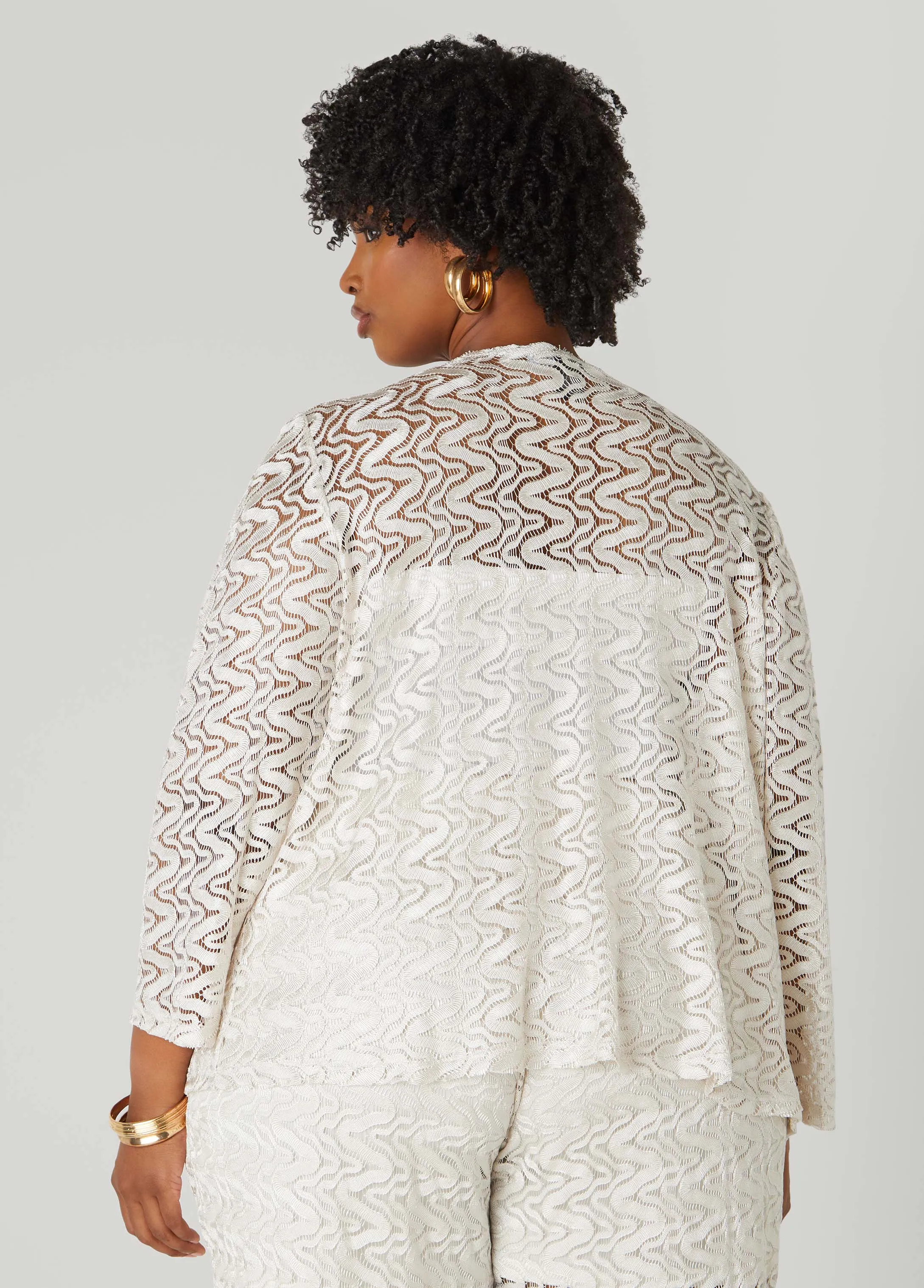 Open Front Lace Jacket sold by Ashley Stewart product image thumbnail 2