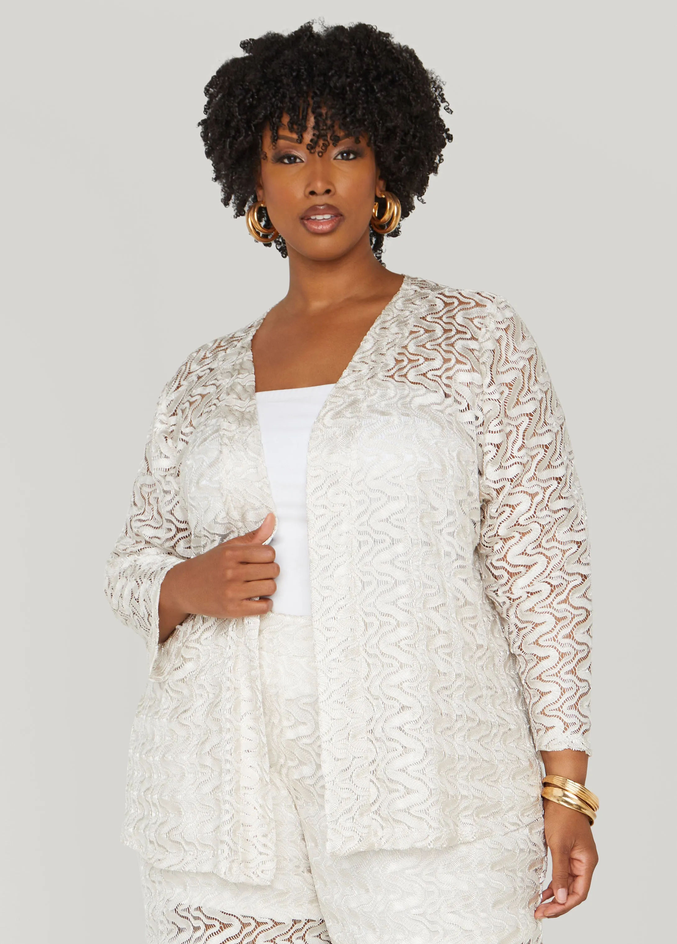 Open Front Lace Jacket sold by Ashley Stewart