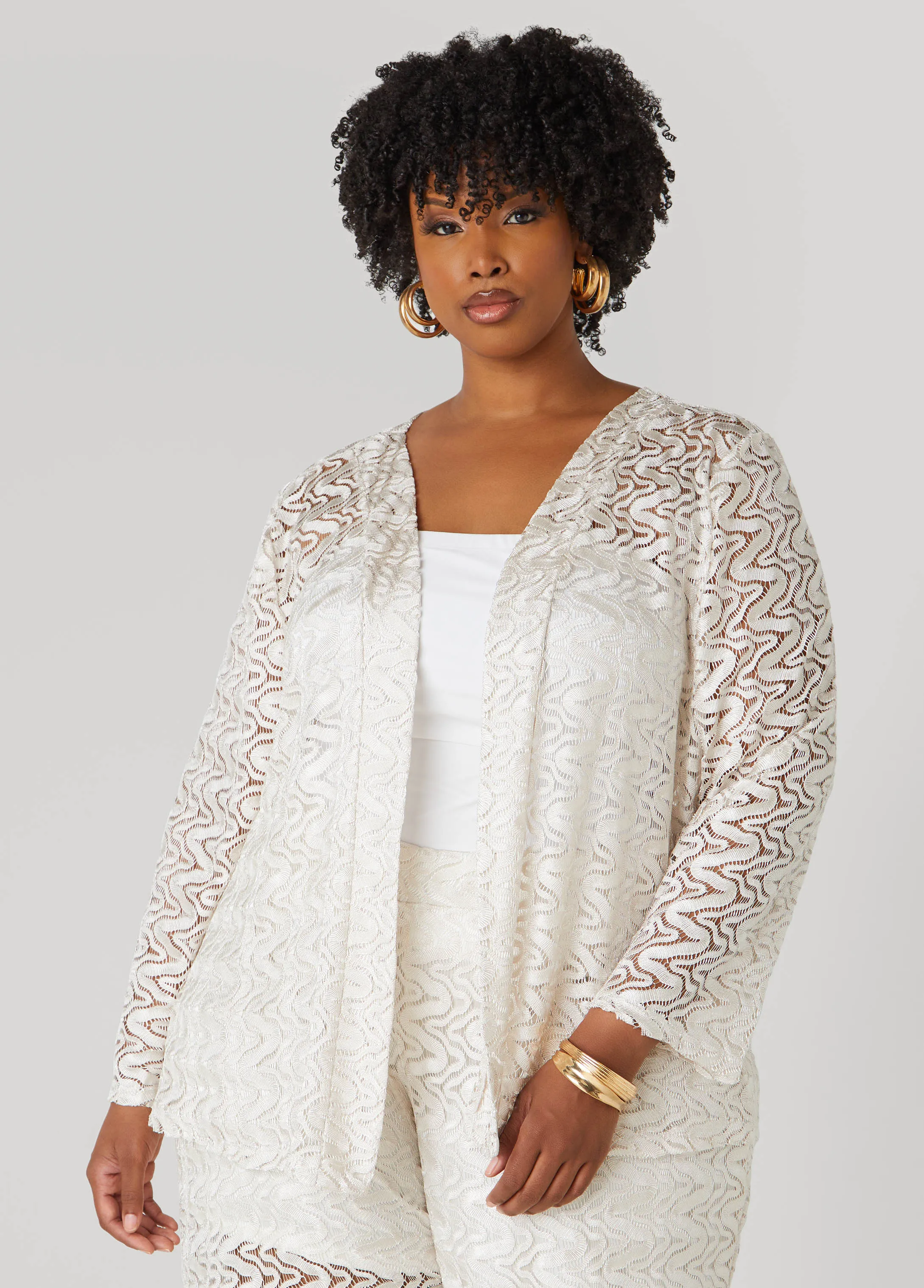Open Front Lace Jacket sold by Ashley Stewart product image thumbnail 4