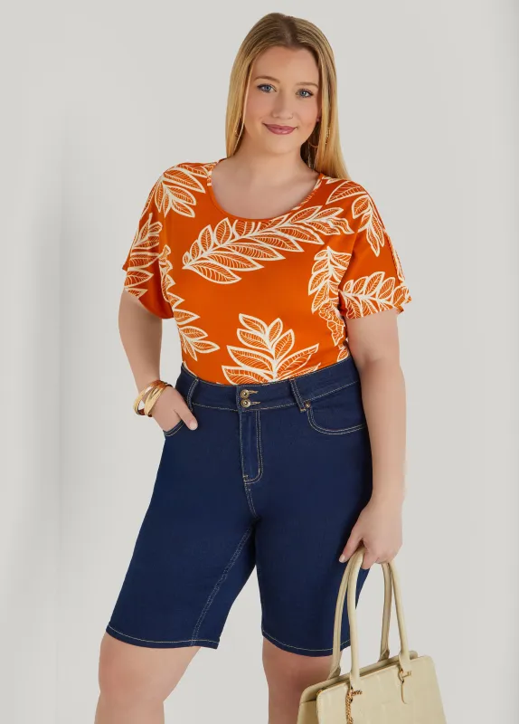 Leaf Print Tee sold by Ashley Stewart