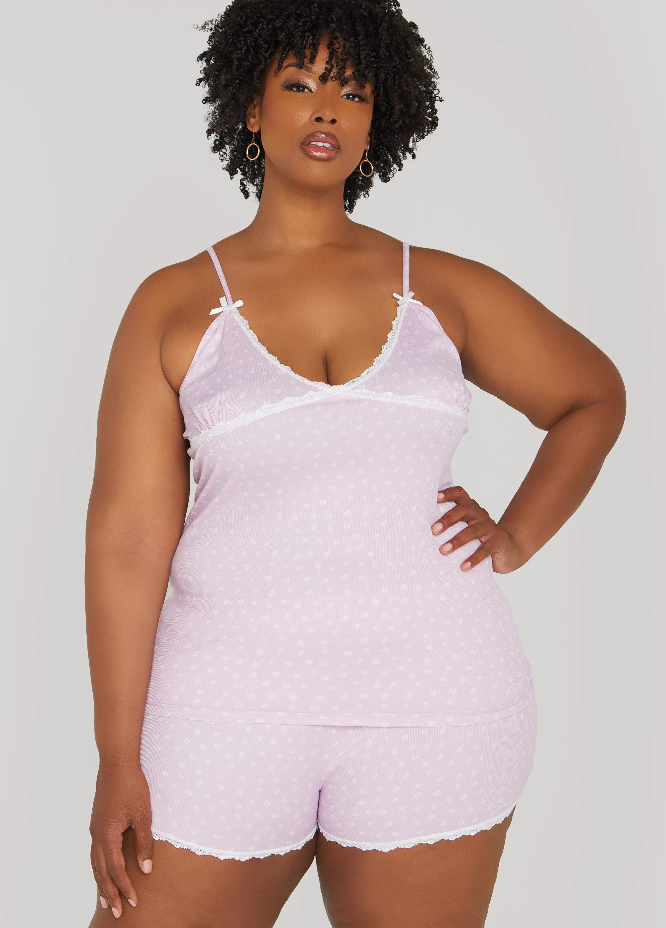 Love To Sleep Floral PJ Shorts Set sold by Ashley Stewart product image thumbnail 3