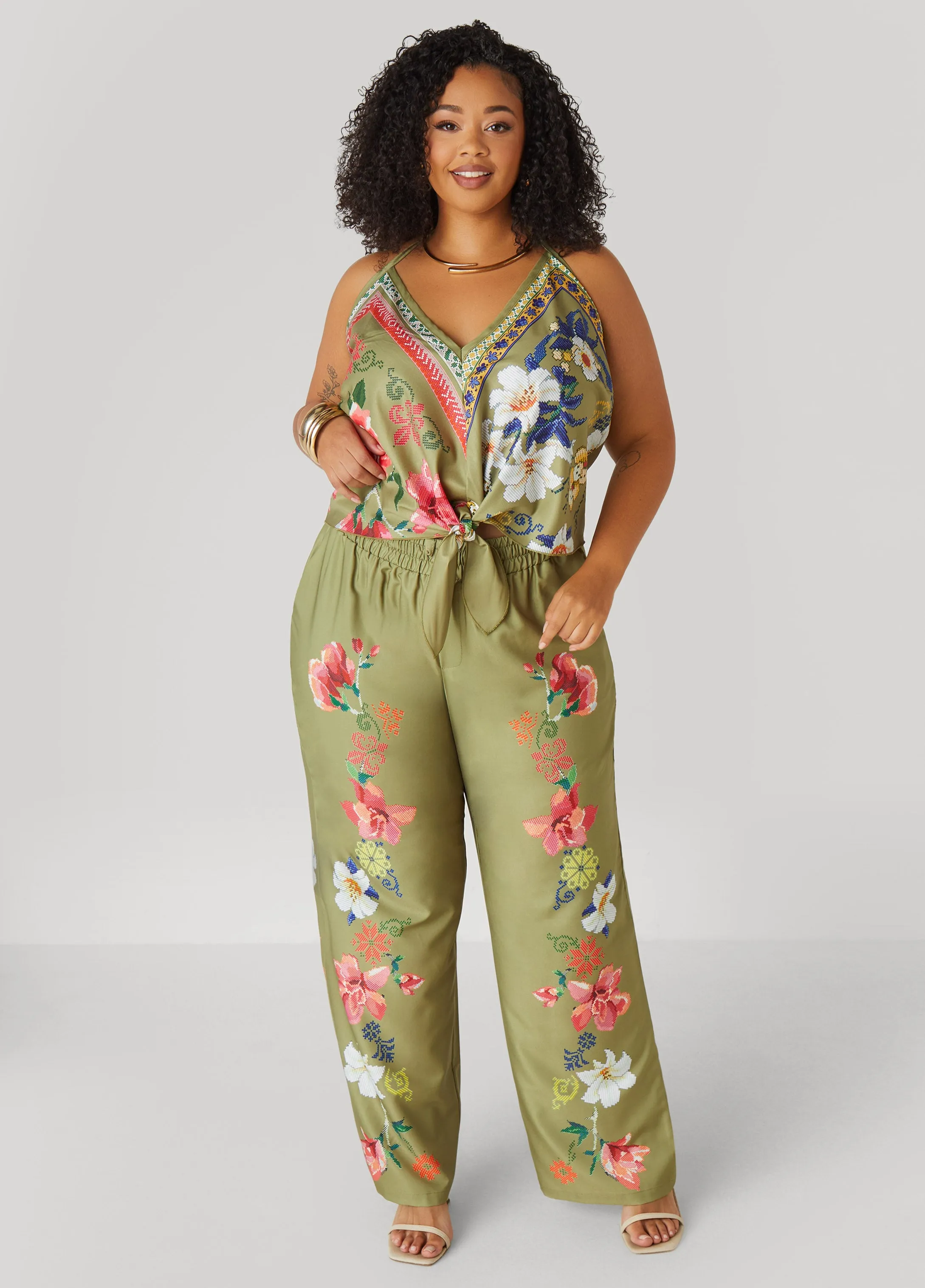 Floral Wide Leg Pants sold by Ashley Stewart