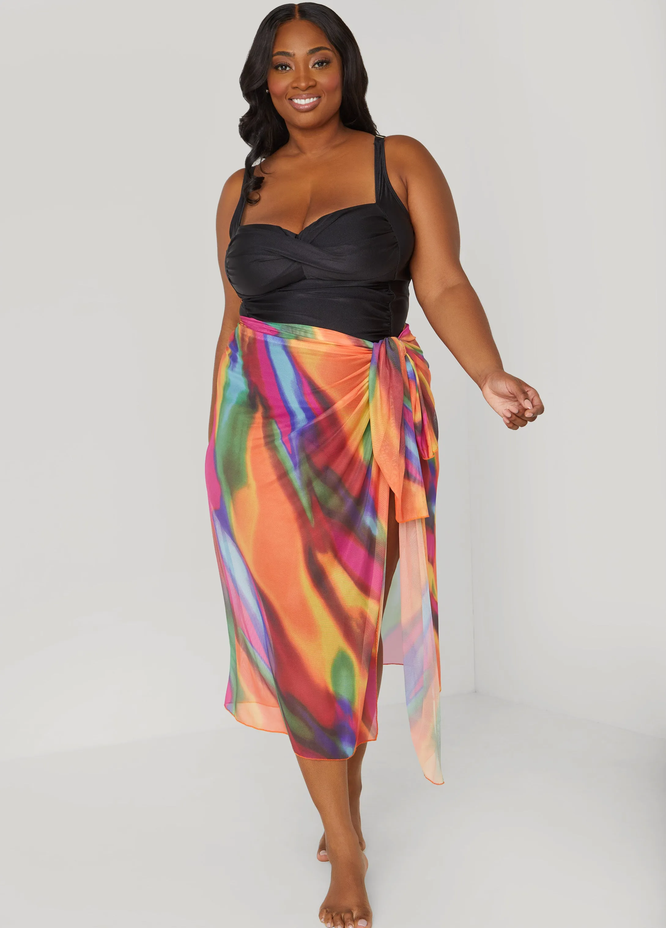 Tie Dyed Stretch Mesh Sarong sold by Ashley Stewart product image thumbnail 3