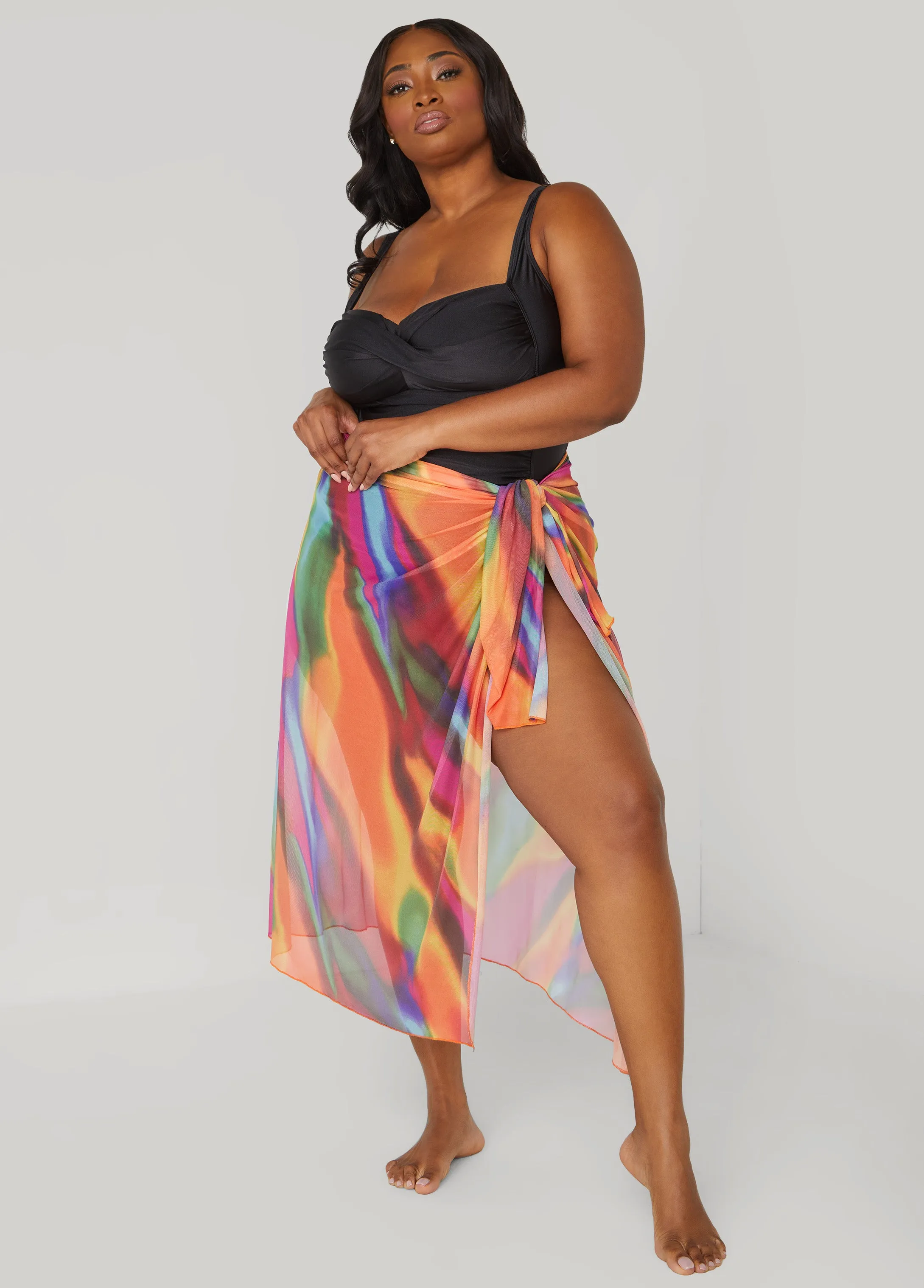 Tie Dyed Stretch Mesh Sarong sold by Ashley Stewart
