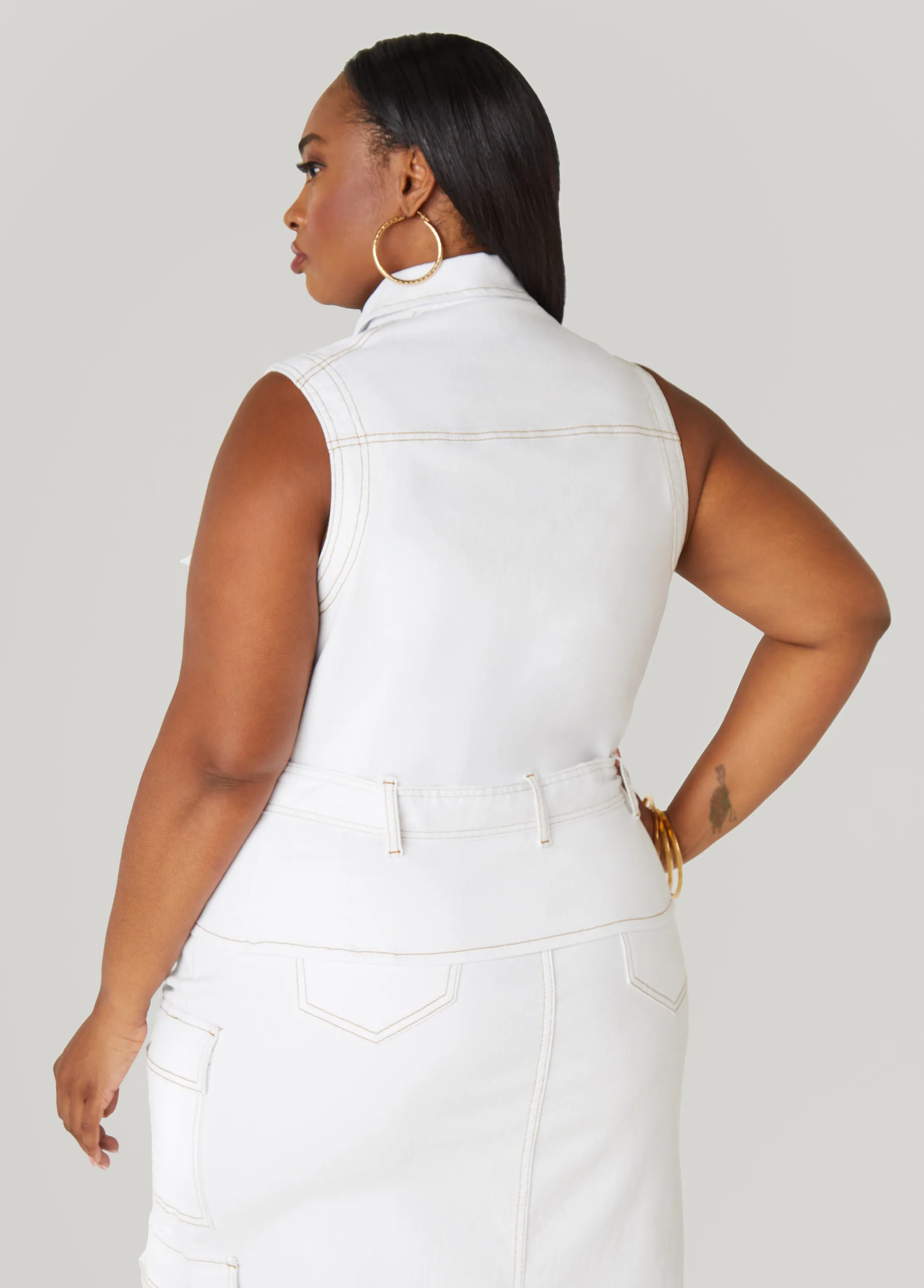 Denim Cargo Vest sold by Ashley Stewart product image thumbnail 2