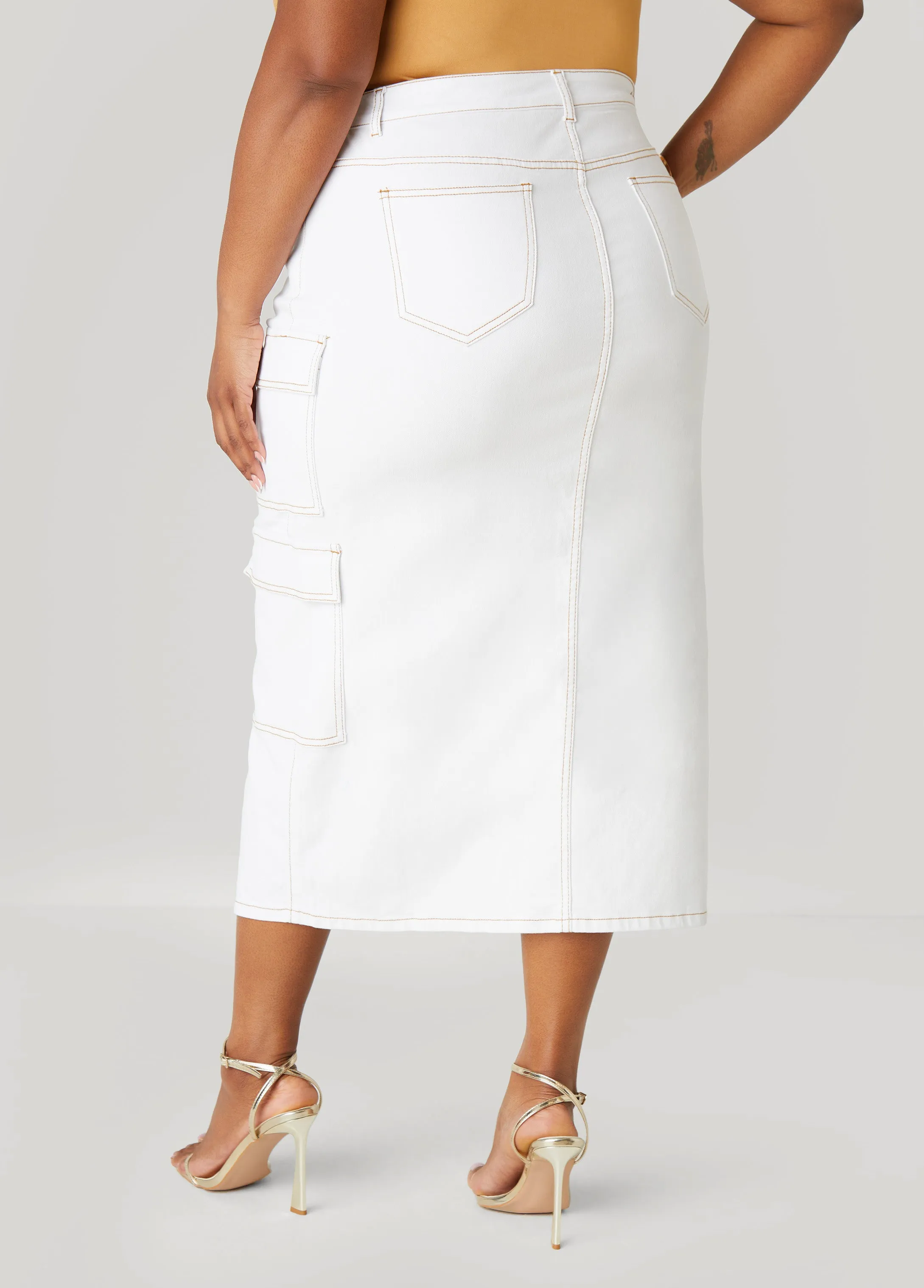 Denim Maxi Cargo Skirt sold by Ashley Stewart product image thumbnail 2