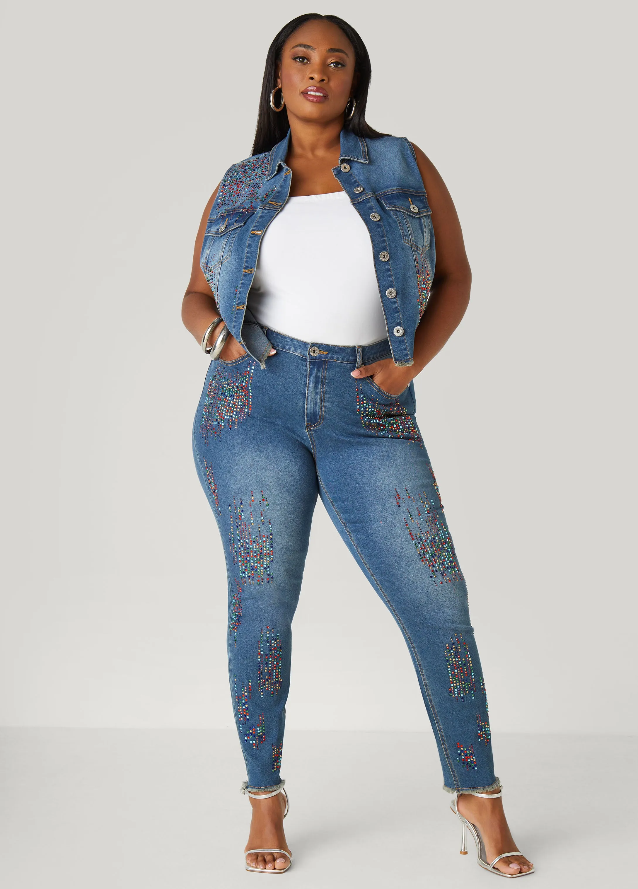 Crystal Skinny Jeans sold by Ashley Stewart