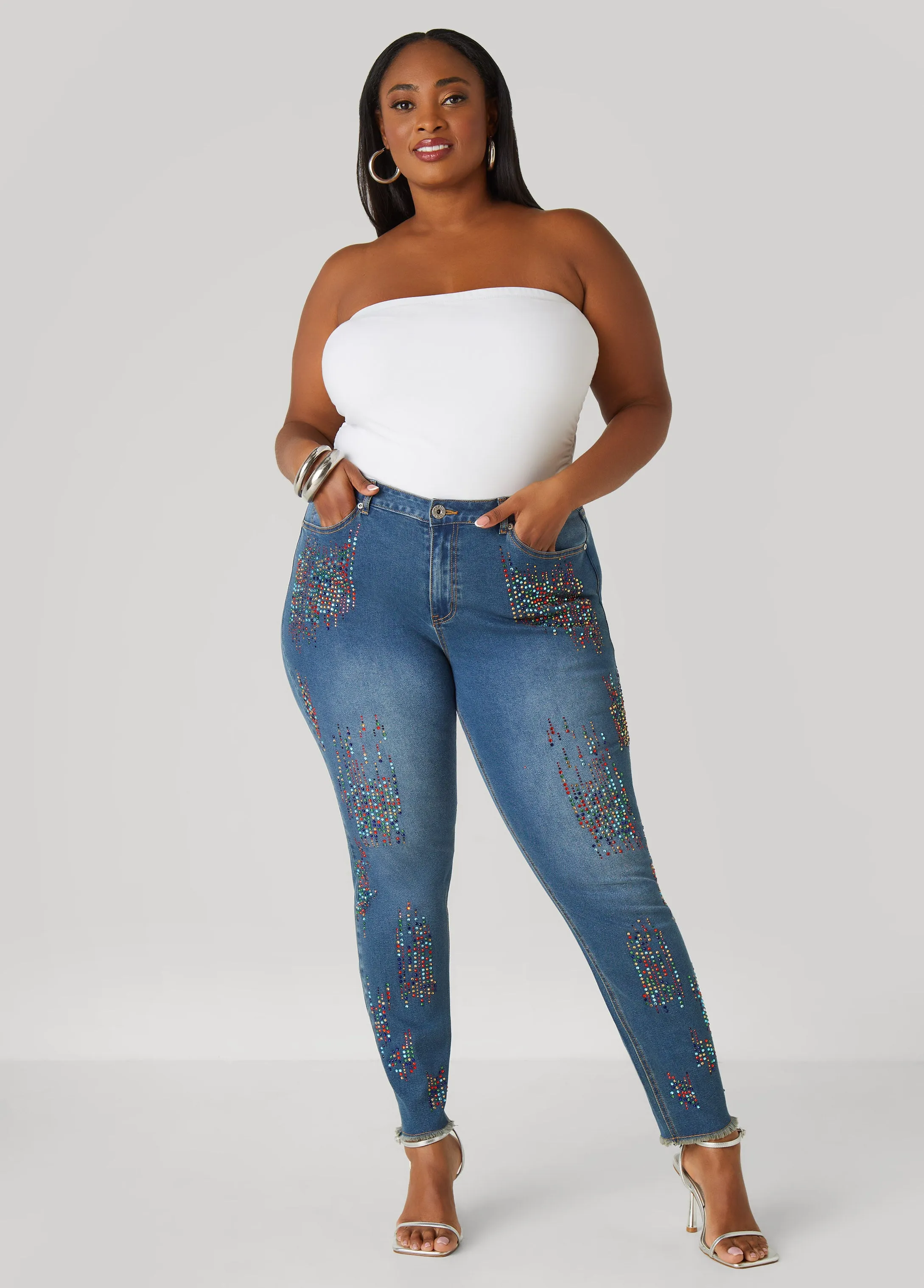 Crystal Skinny Jeans sold by Ashley Stewart product image thumbnail 3