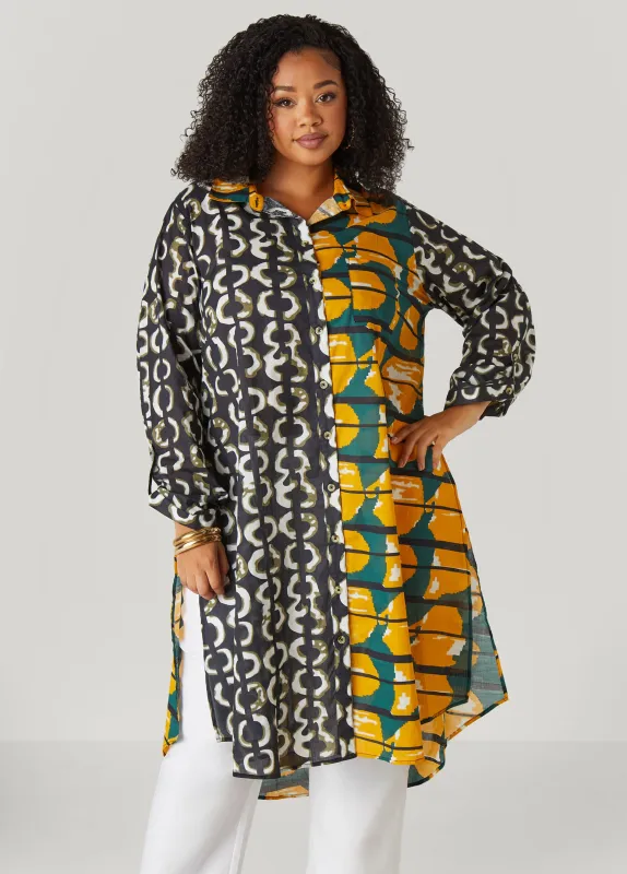 Abstract Cotton Duster Shirt sold by Ashley Stewart