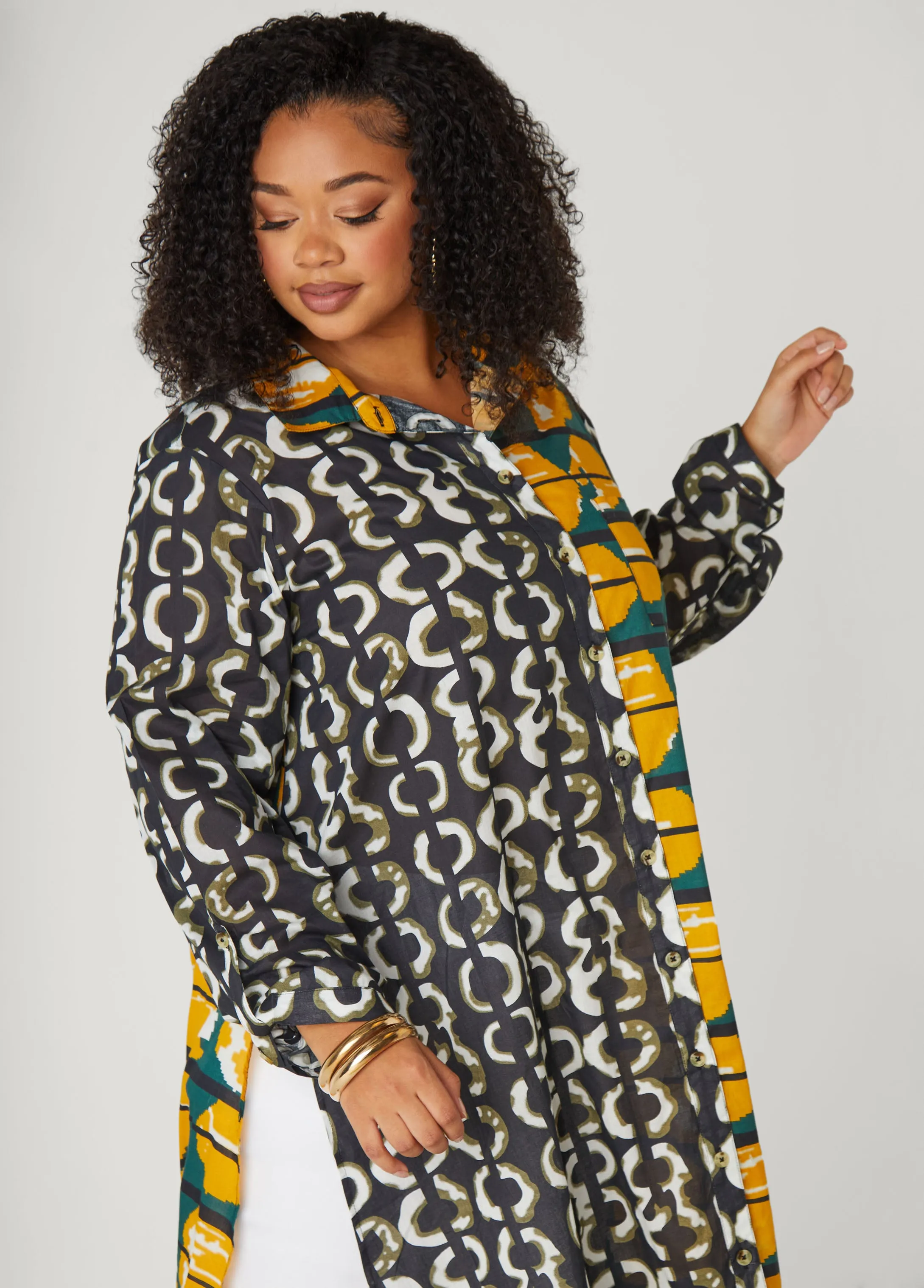 Abstract Cotton Duster Shirt sold by Ashley Stewart product image thumbnail 4
