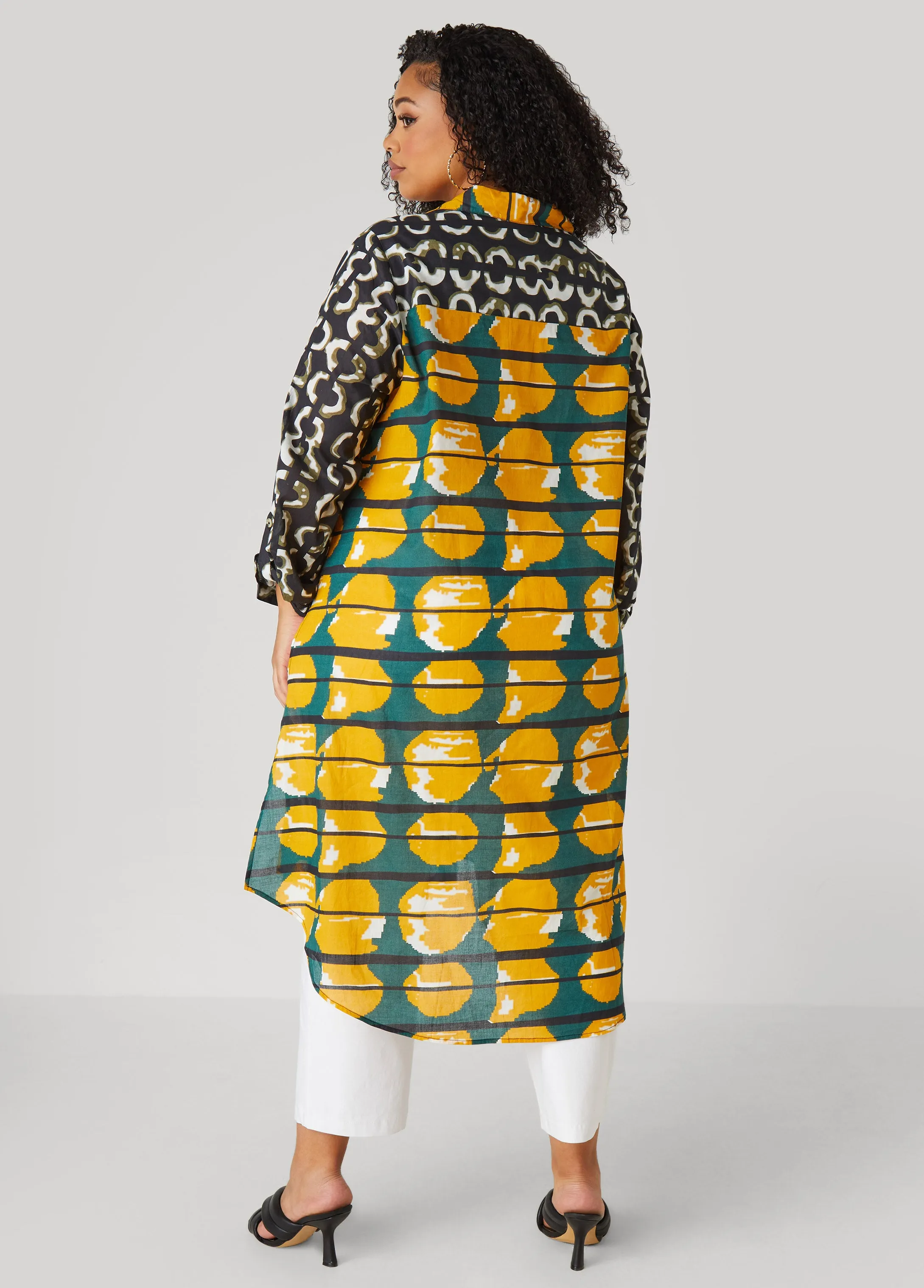 Abstract Cotton Duster Shirt sold by Ashley Stewart product image thumbnail 2