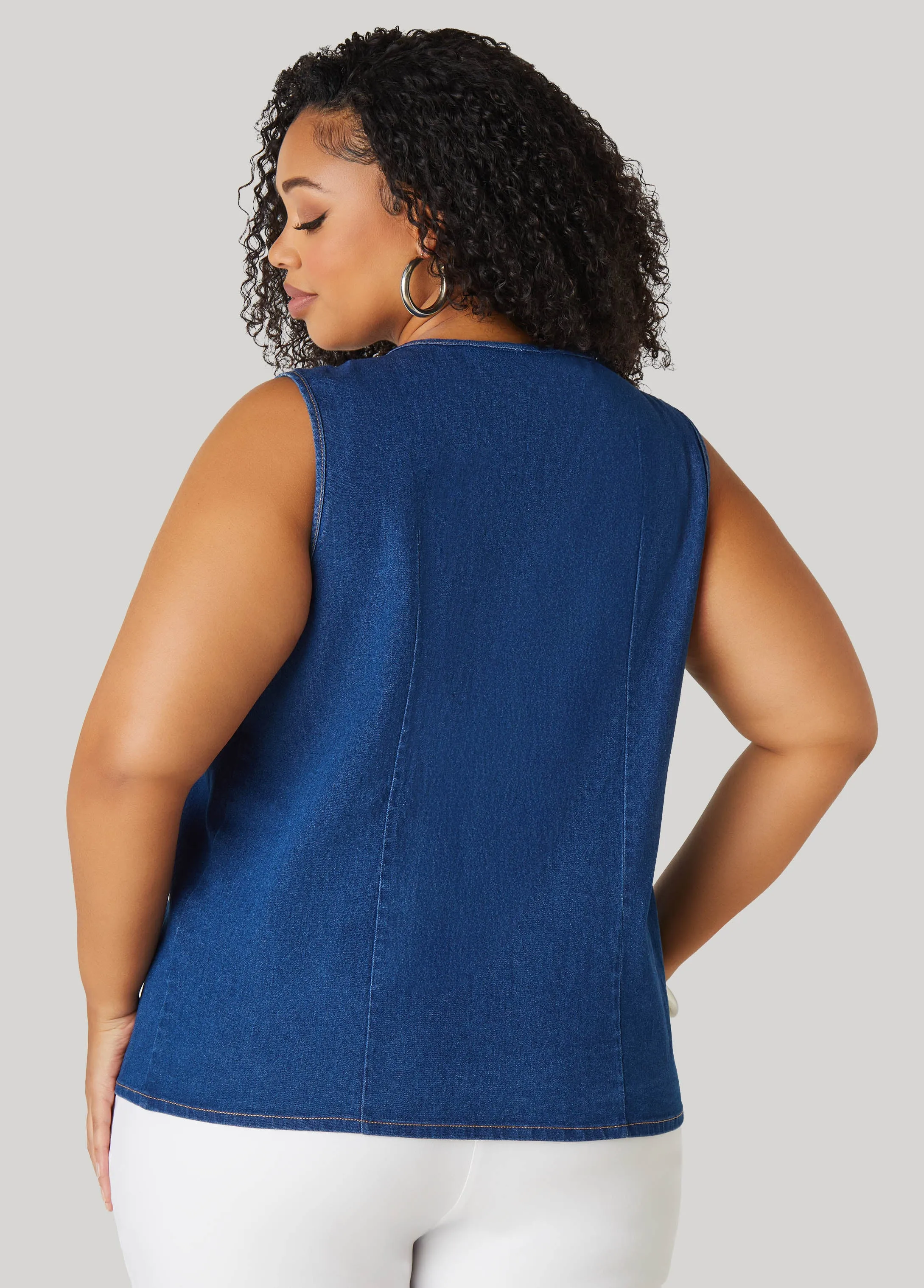 Frayed Denim Top sold by Ashley Stewart product image thumbnail 2