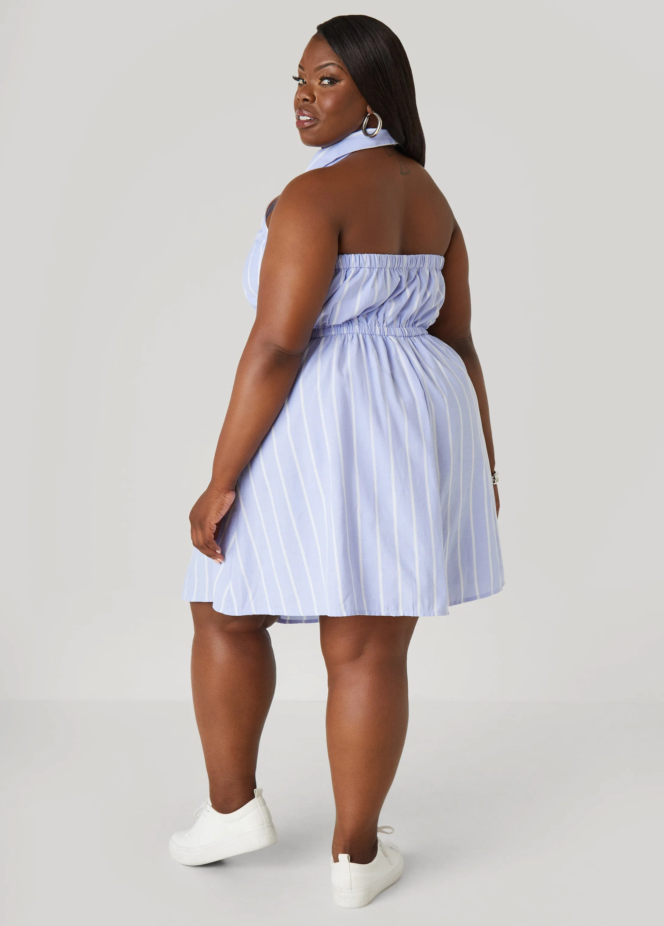 Striped Oxford Halter Dress sold by Ashley Stewart product image thumbnail 2