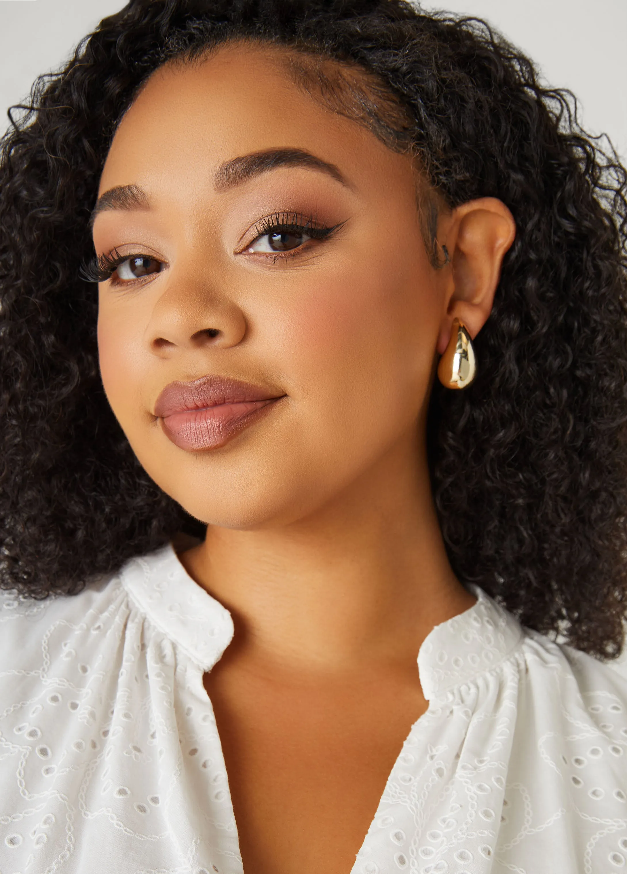Gold Tone Teardrop Earrings sold by Ashley Stewart