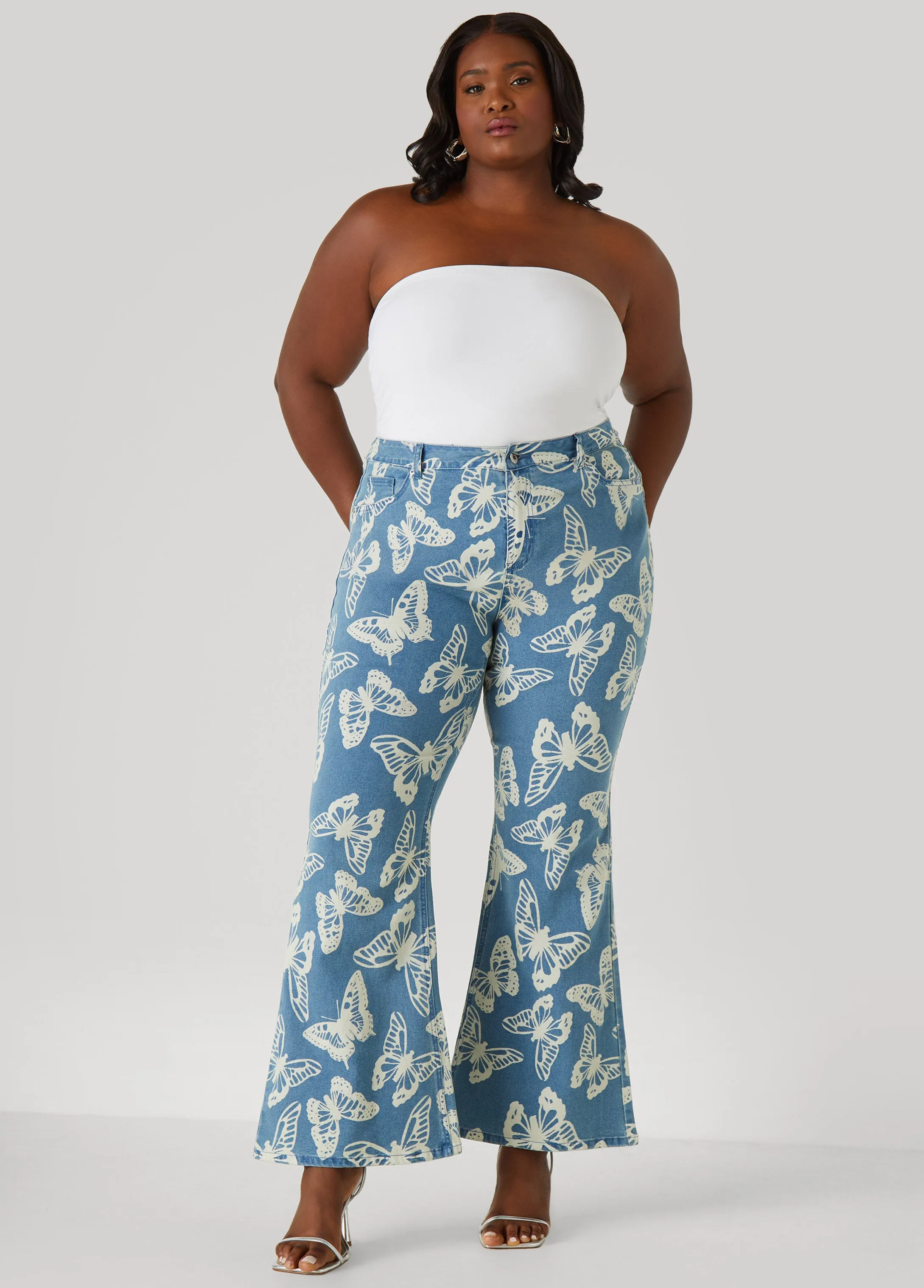 Butterfly Print Flared Jeans sold by Ashley Stewart product image thumbnail 3
