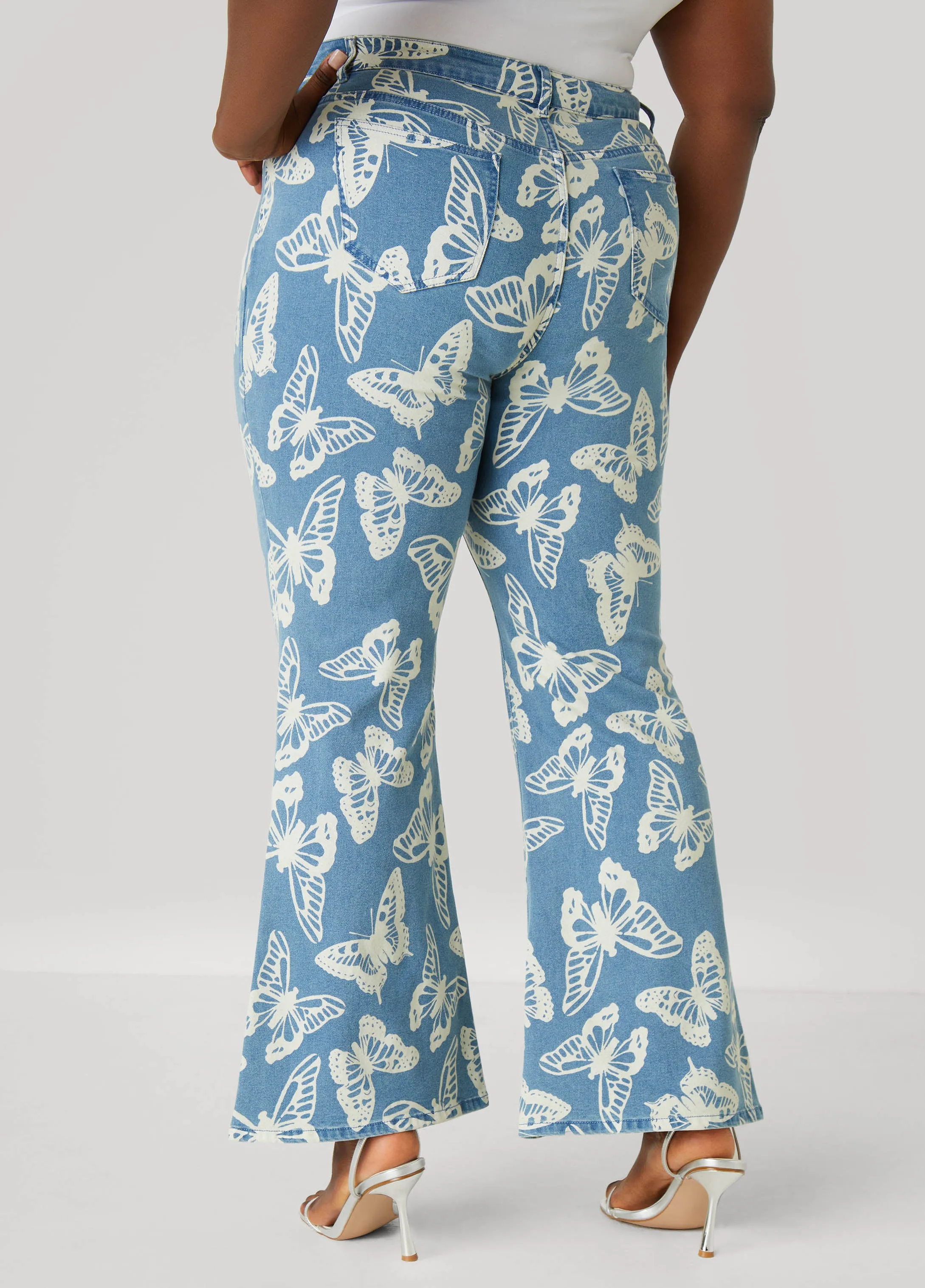 Butterfly Print Flared Jeans sold by Ashley Stewart product image thumbnail 2