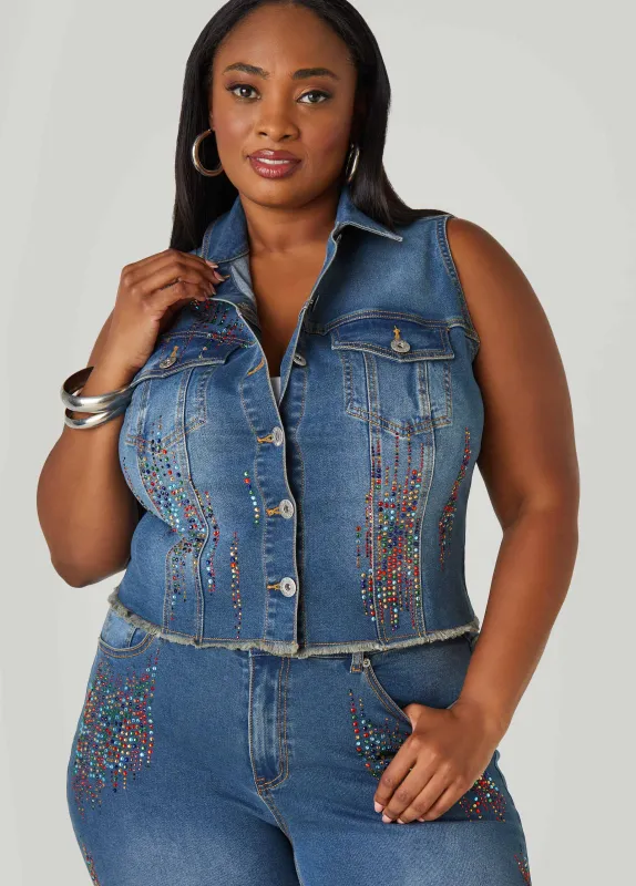 Crystal Denim Vest sold by Ashley Stewart