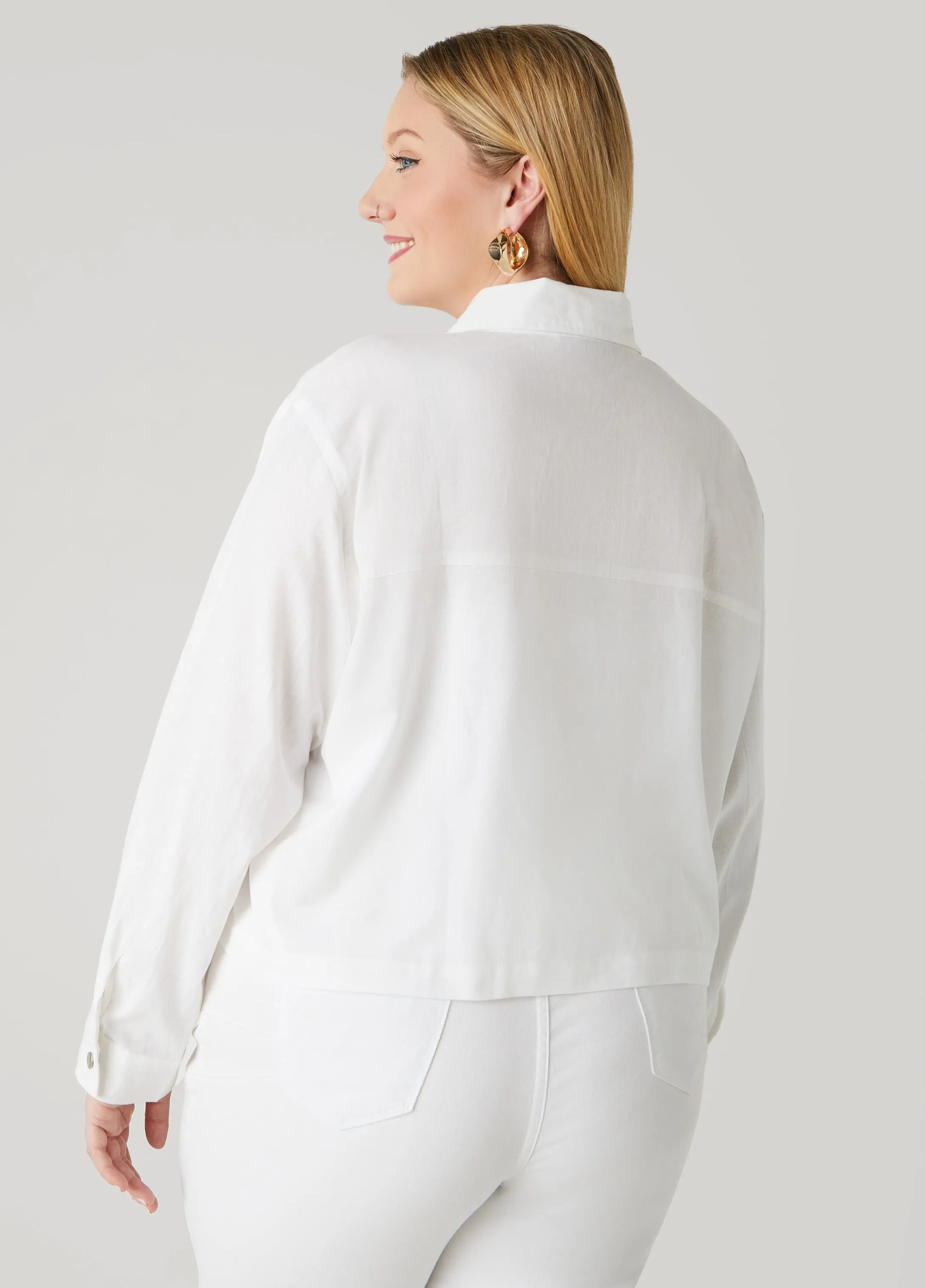 Cotton And Linen Jacket sold by Ashley Stewart product image thumbnail 2