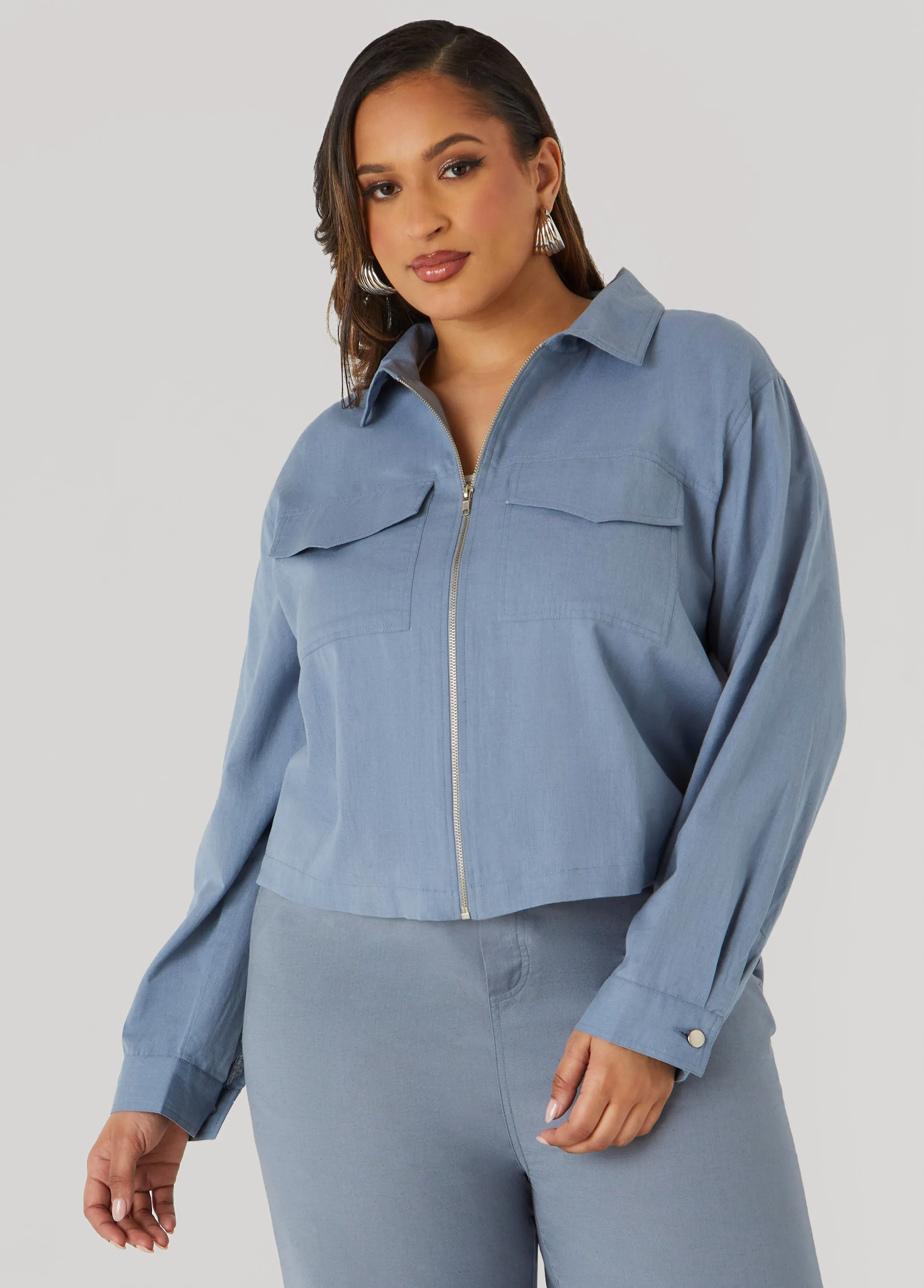 Cotton And Linen Jacket sold by Ashley Stewart product image thumbnail 5