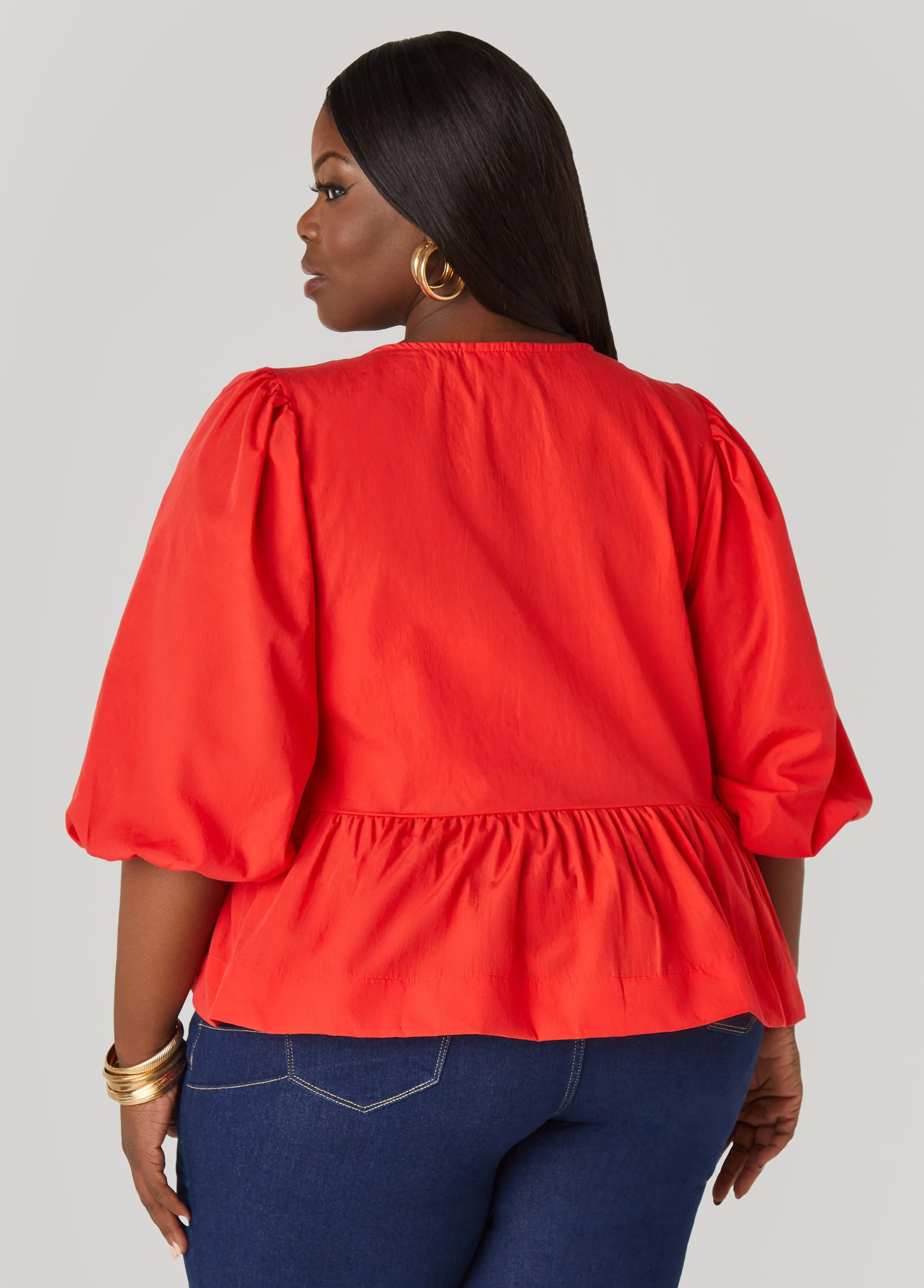 Tie Front Peplum Top sold by Ashley Stewart product image thumbnail 2