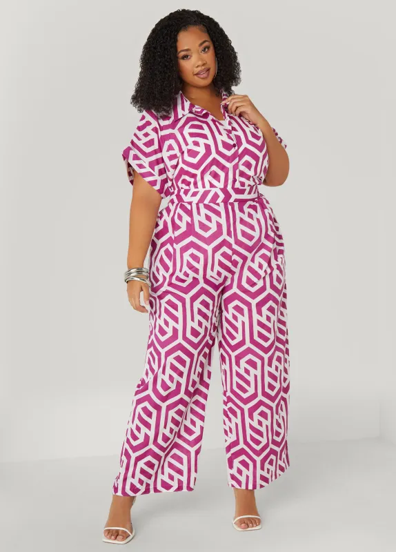 Geo Print Cotton Pants sold by Ashley Stewart