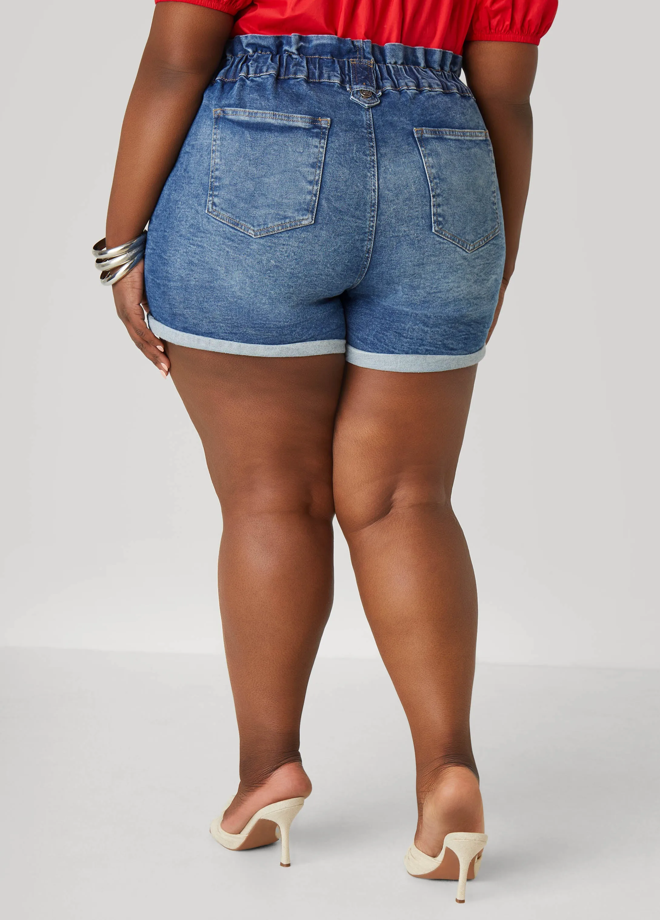 Paperbag Denim Shorts sold by Ashley Stewart product image thumbnail 2