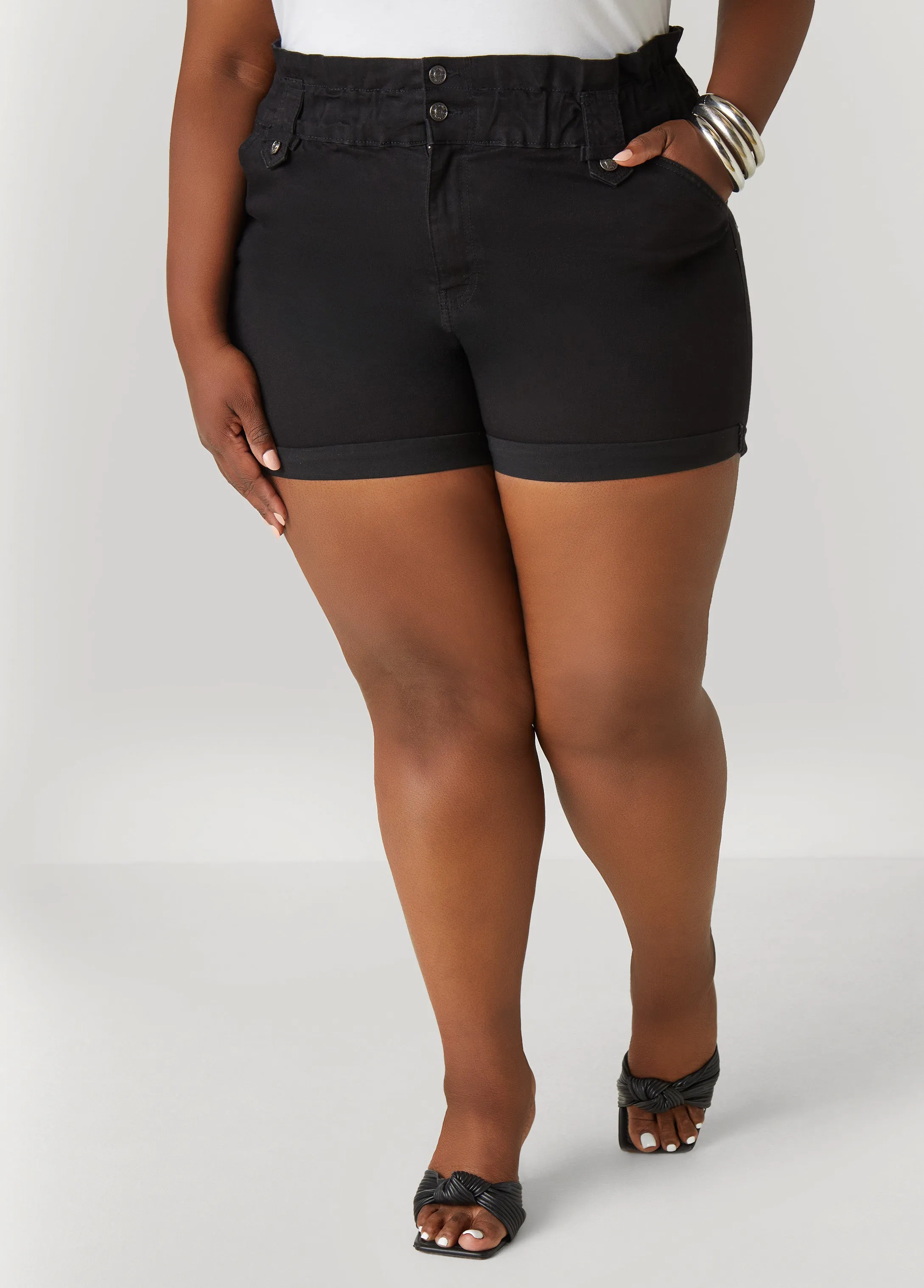 Paperbag Denim Shorts sold by Ashley Stewart product image thumbnail 5